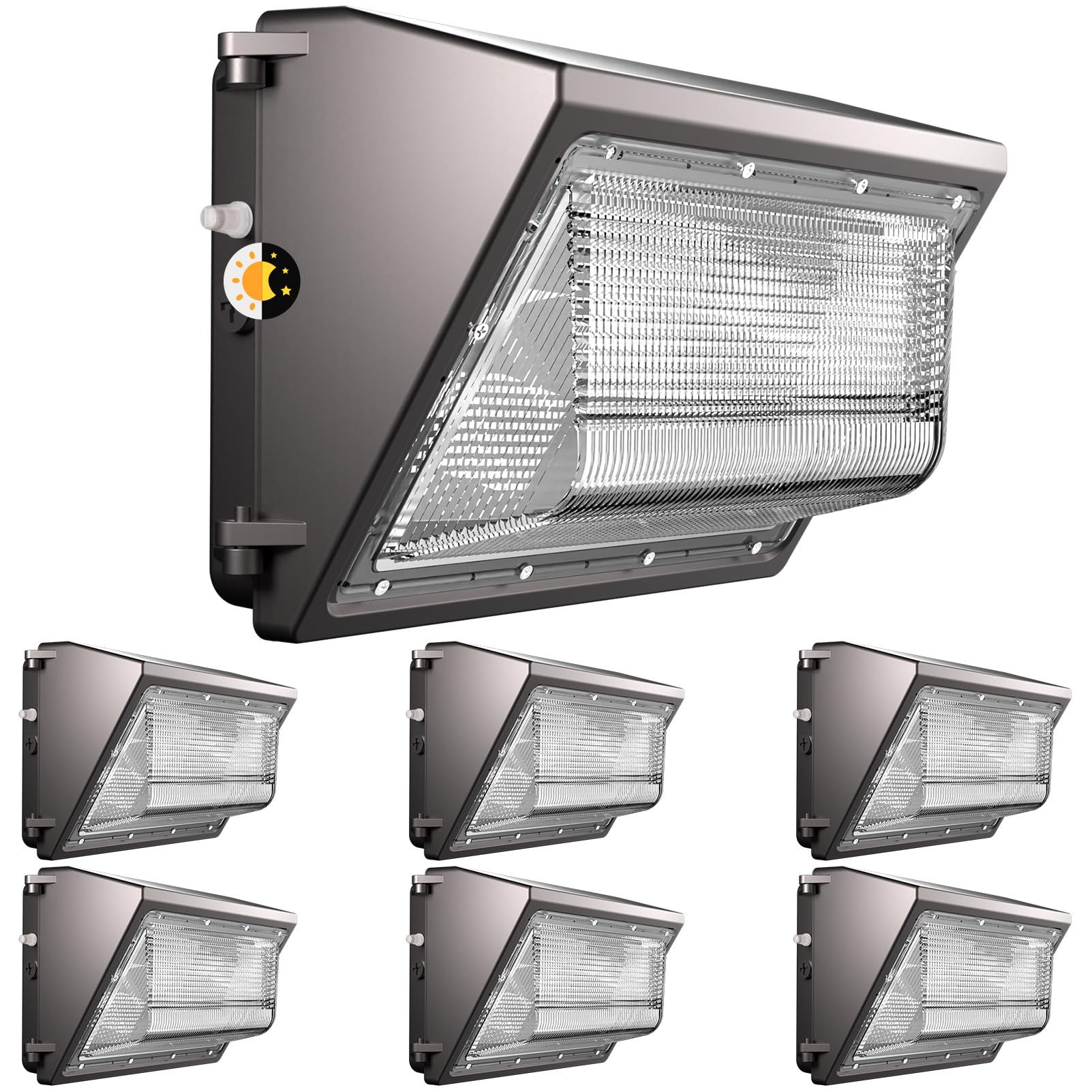 Lightdot 6Pack 120W LED Wall Pack Lights, 100-277v Dusk to Dawn with Photocell 18000Lm(150Lm/W) 5000K IP65 Outdoor Exterior Ligh