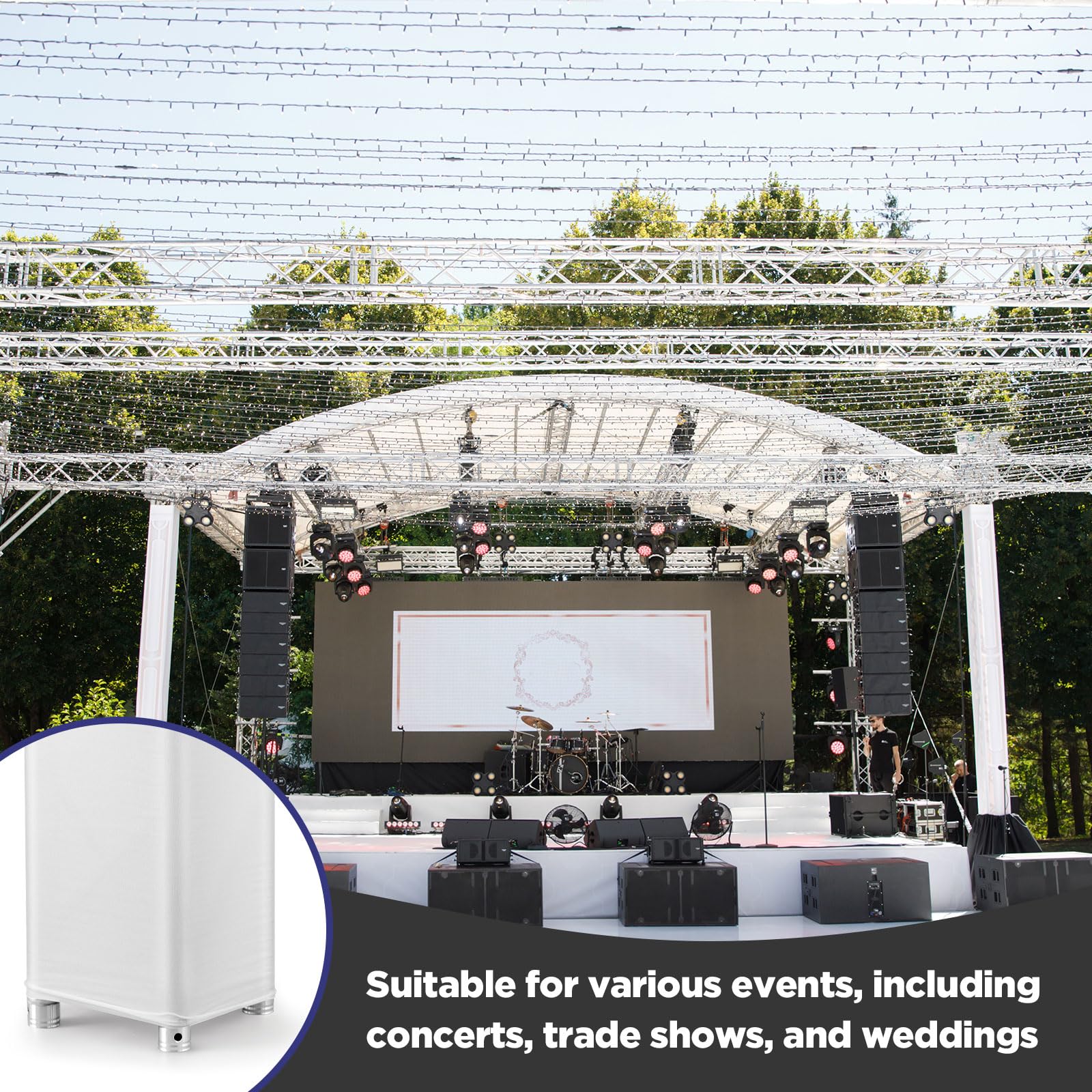 Hahafelt 2 Pcs White Truss Cover Fits 6.56 Ft X 12 In Box Truss Scrim Elastic Fabric Seamless Integration Easy Installation Pull