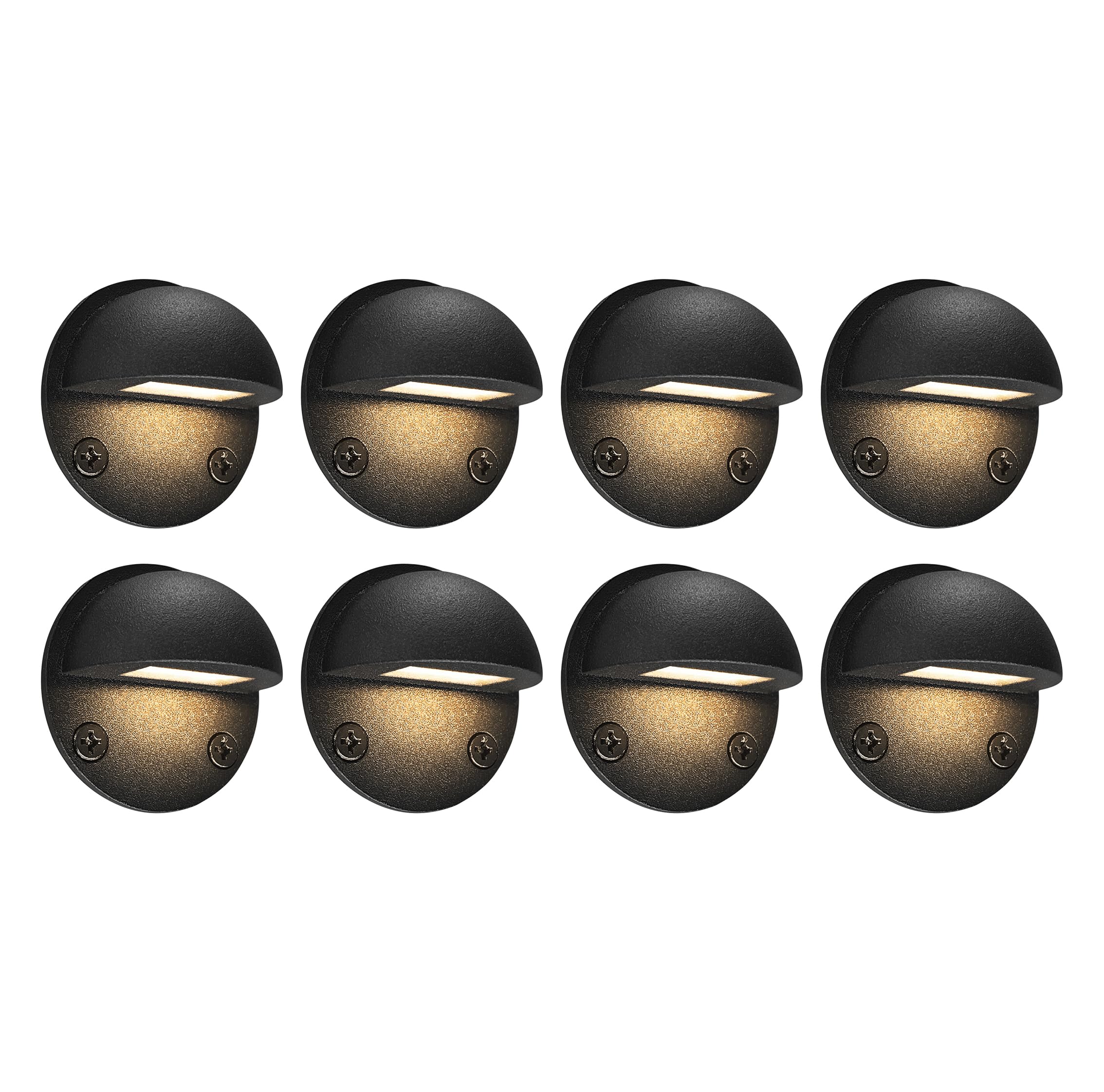 GKOLED 8-Pack Low Voltage LED Deck Lights, Mini Size Eyelid Step Lights, 3000K, Die-cast Aluminum, IP65 Waterproof