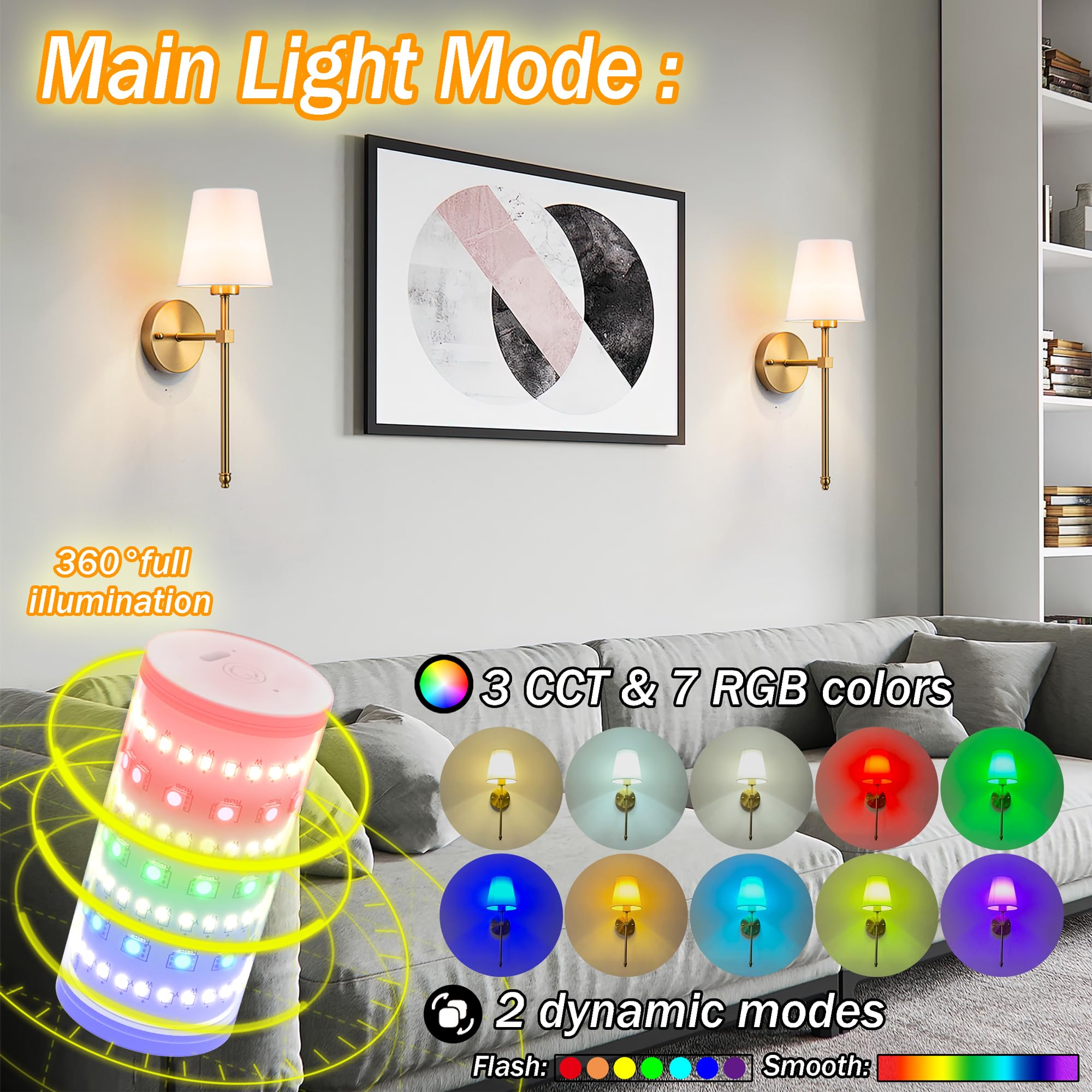 Wall Sconces Set Of Two Battery Operated, Wireless Sconces Wall Lighting Indoor Battery Operated Sconces With Remote Control, 10