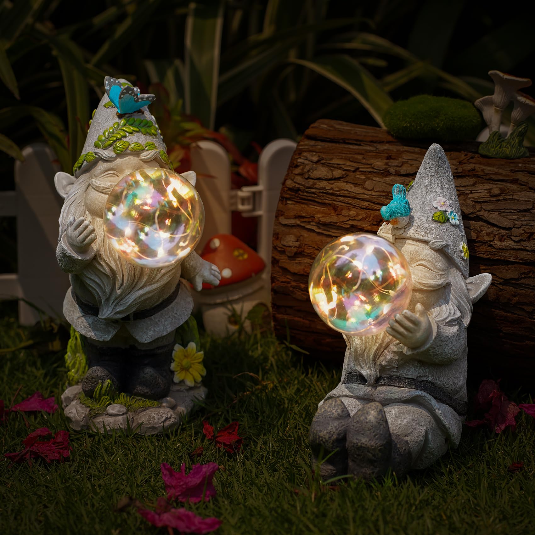 Mininova Cute Solar Decor Statues Outdoor Standing Gnome Blowing Bubble Beautiful Garden Decorations For Patio Lawn Porch Housew