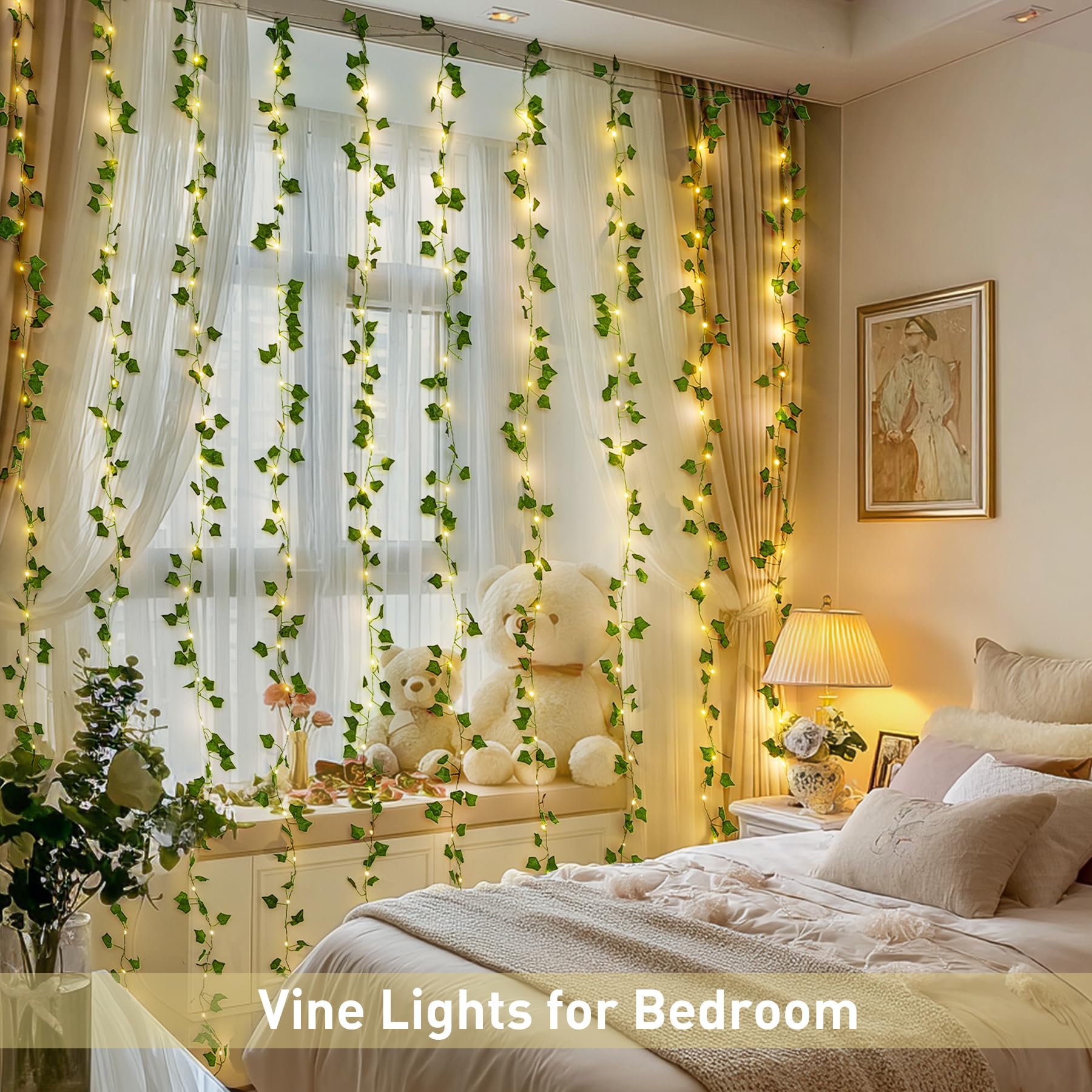 JMEXSUSS Fairy Lights with Vines, 300 LED, 9.8ft x 9.8ft, Warm White, Remote Control, Model EXS-C-0300-R,