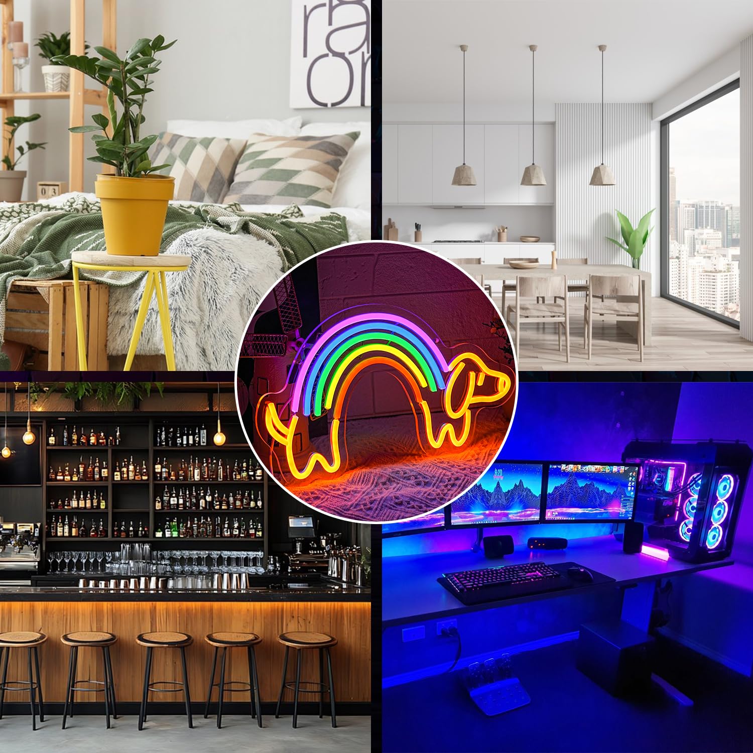 Gyaksjm Rainbow Dachshund Neon Sign - Dimmable Wall Decor - Large Multicolor Acrylic Light for Dog Lovers & Kid Rooms