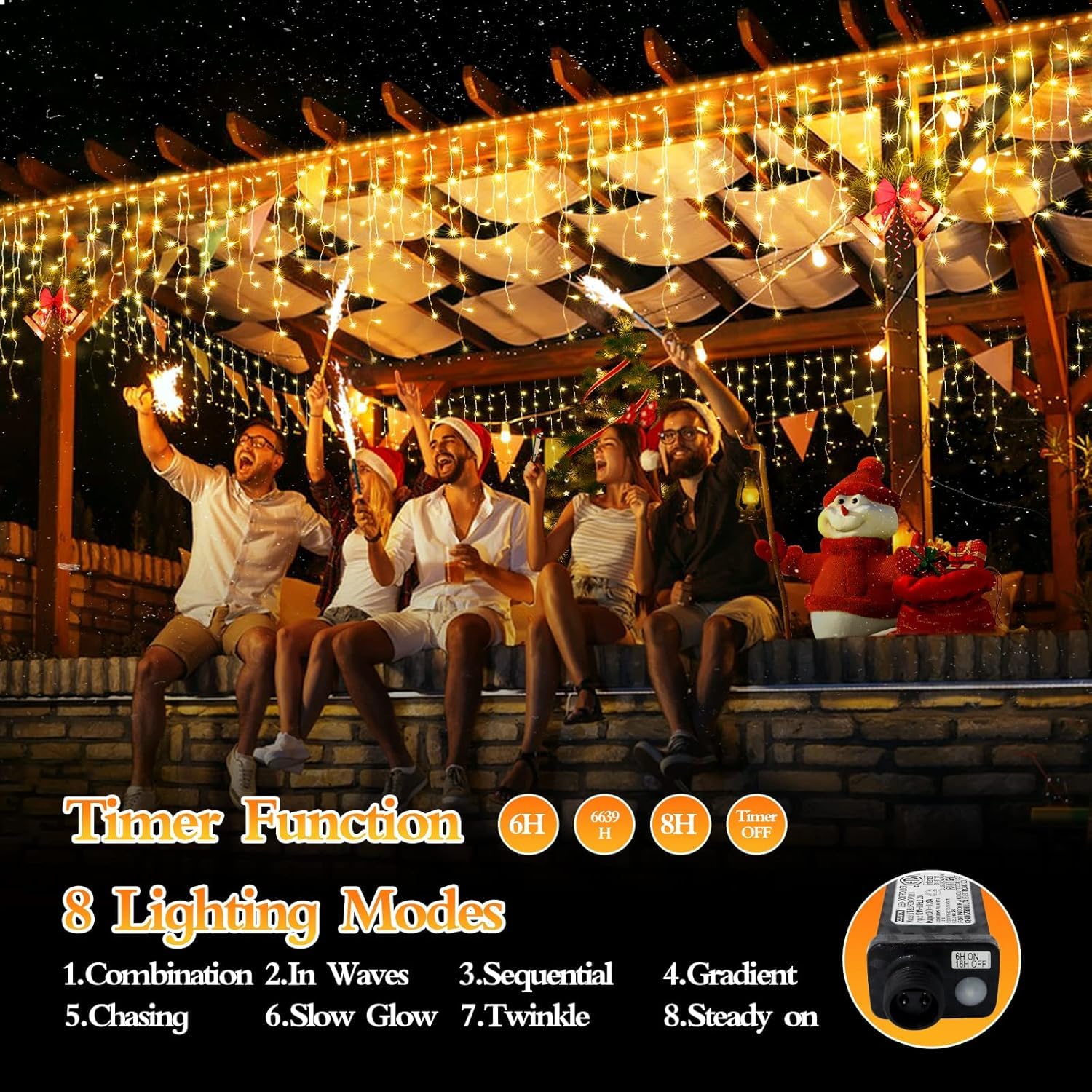 Flvoecn 480 Led 49Ft Christmas Lights Plug In 8 Modes With Timer Dimmable Christmas Decorations Outdoor Waterproof Indoor Curtai