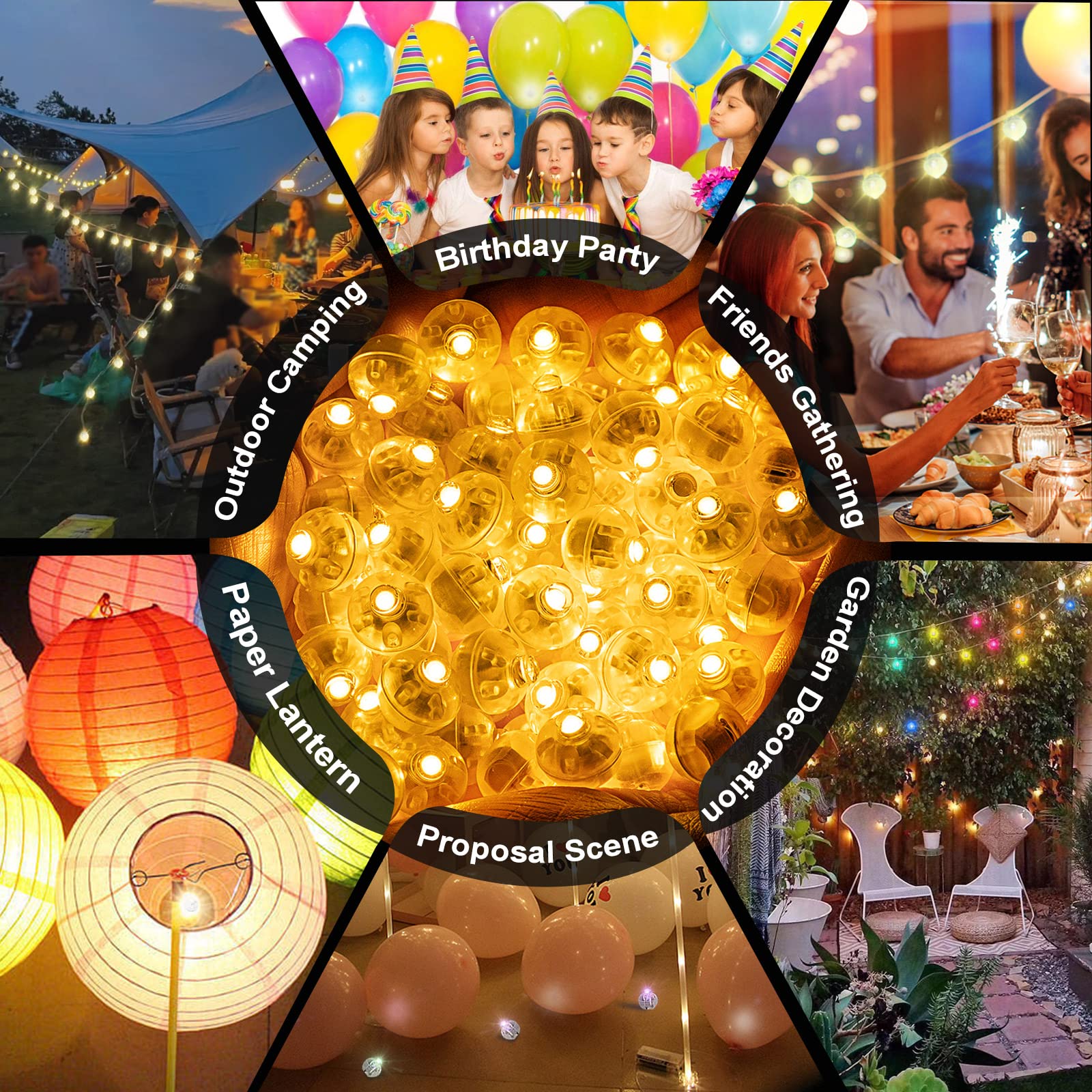 50 Pcs Yellow Led Balloon Light, Tiny Led Lights Round Led Ball Lamp For Balloons Birthday Party Event Fun Indoor Outdoor Weddin