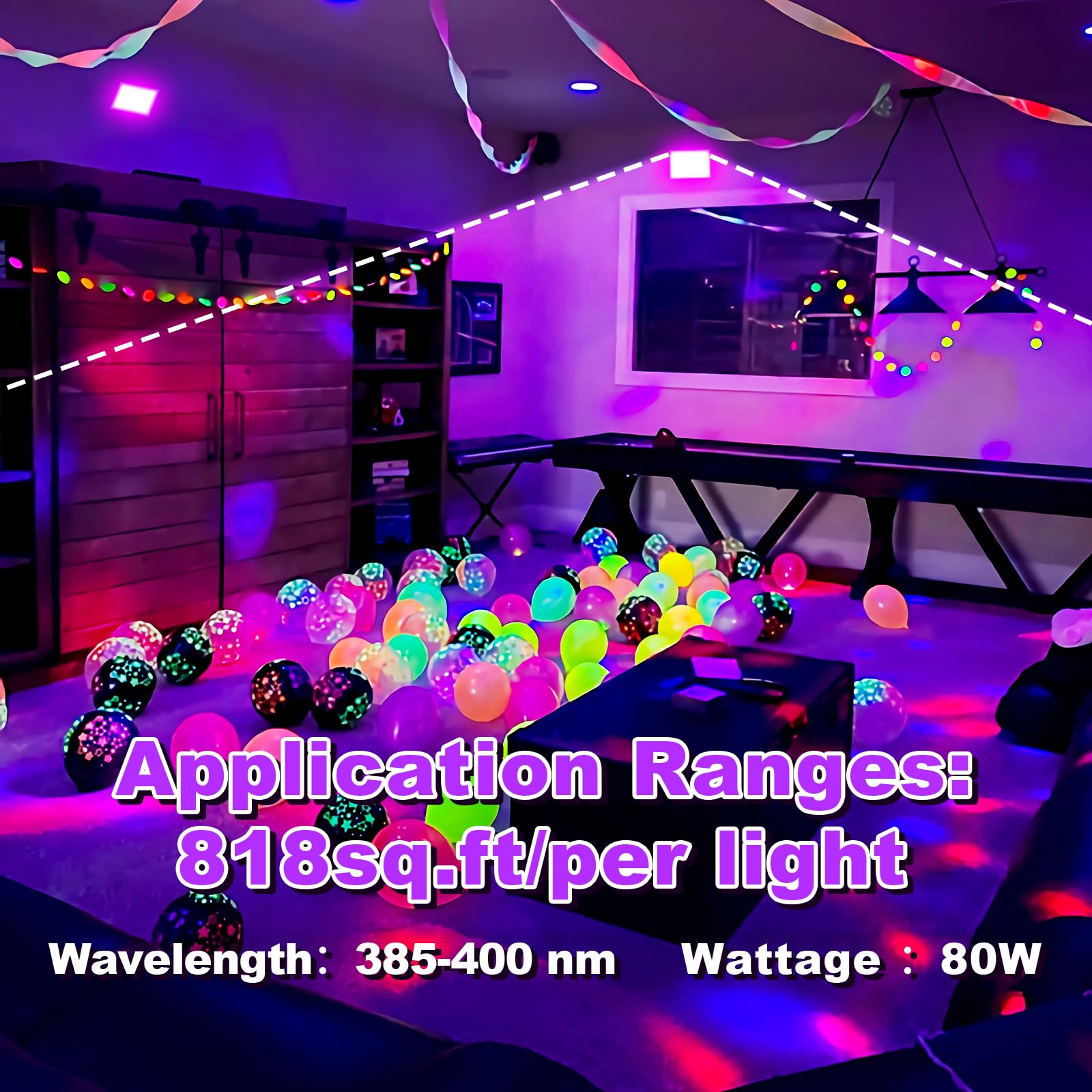Yqnlifa 80W Led Black Light, Blacklight Flood Light With Plug+ 6Ft Cord, Ip66 Waterproof Black Lights For Halloween Lights, Neon