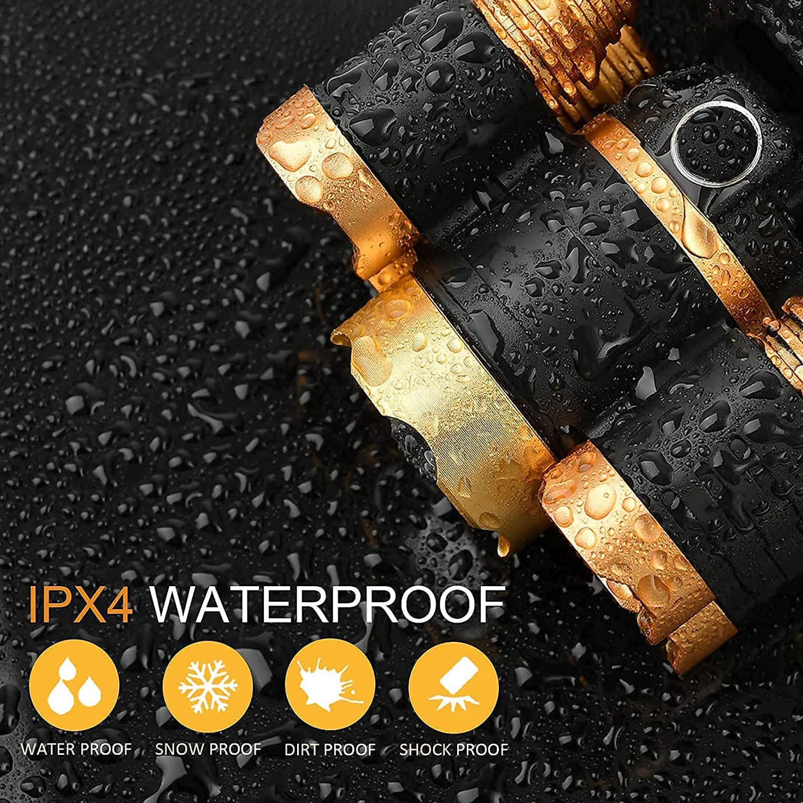 JIMEJV USB Rechargeable Headlamp 12000 Lumen LED, 4 Modes, Waterproof, Gold, Model ASMEI0046, Best for Camping & Hard Hat Work