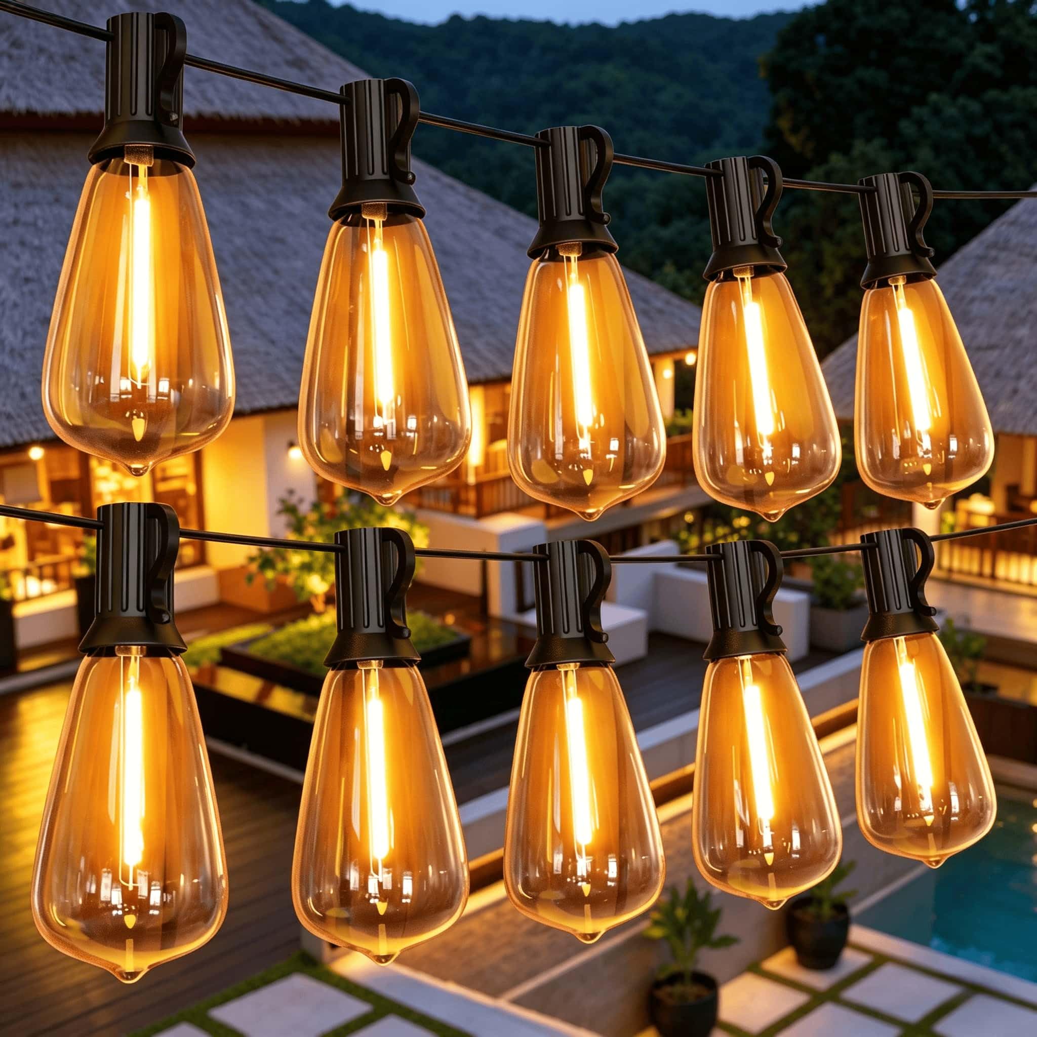 GPATIO Outdoor String Lights  100FT ST38 Bulbs Shatterproof Patio Lights  Waterproof Dimmable Outside Hanging Light  Connectable LED Outdoor Lights for Backyard  Porch  Party  Garden  Home Decor