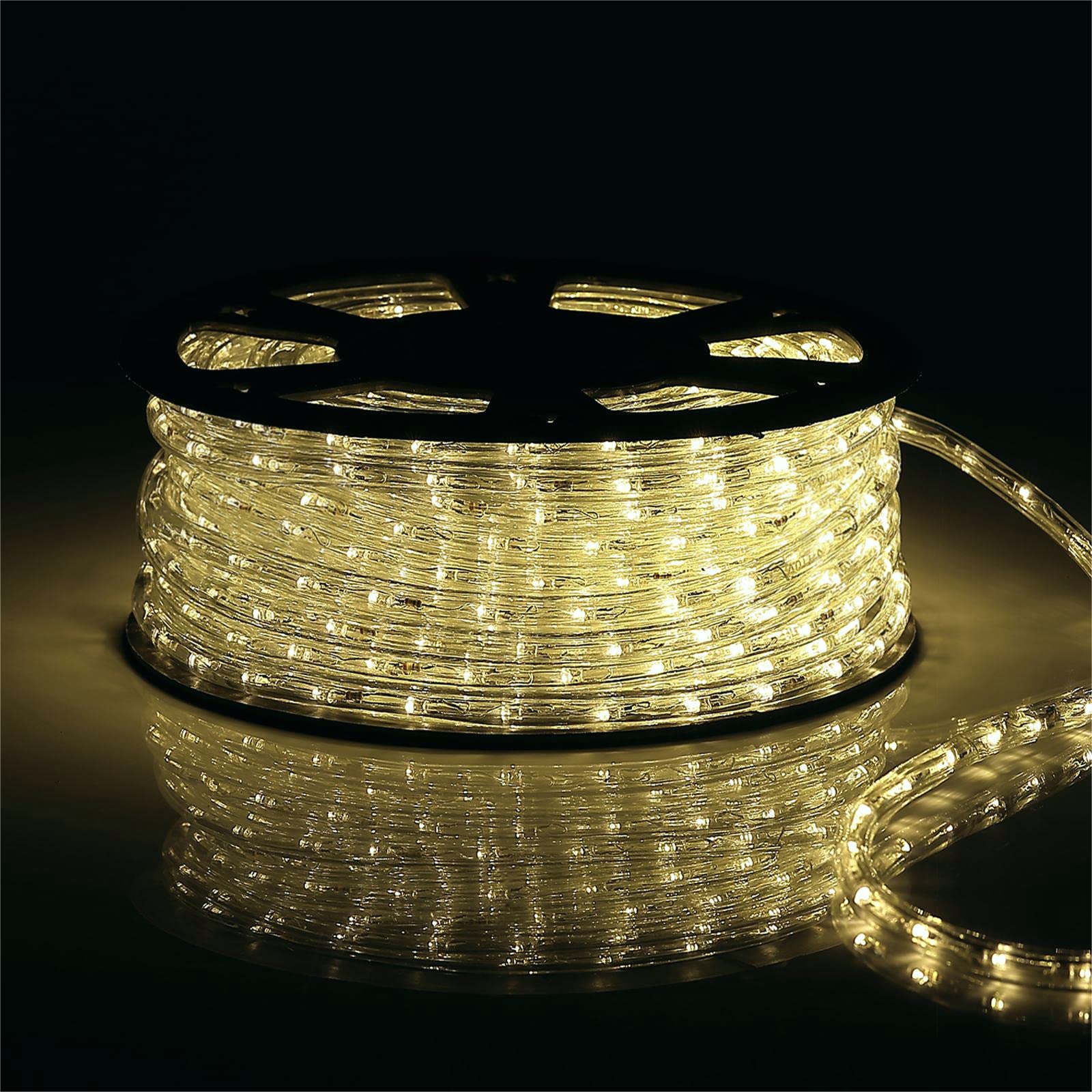 Buyagn 100Ft Warm White Cuttable Rope Lights - Waterproof Decorative String Lights for Indoor/Outdoor Use