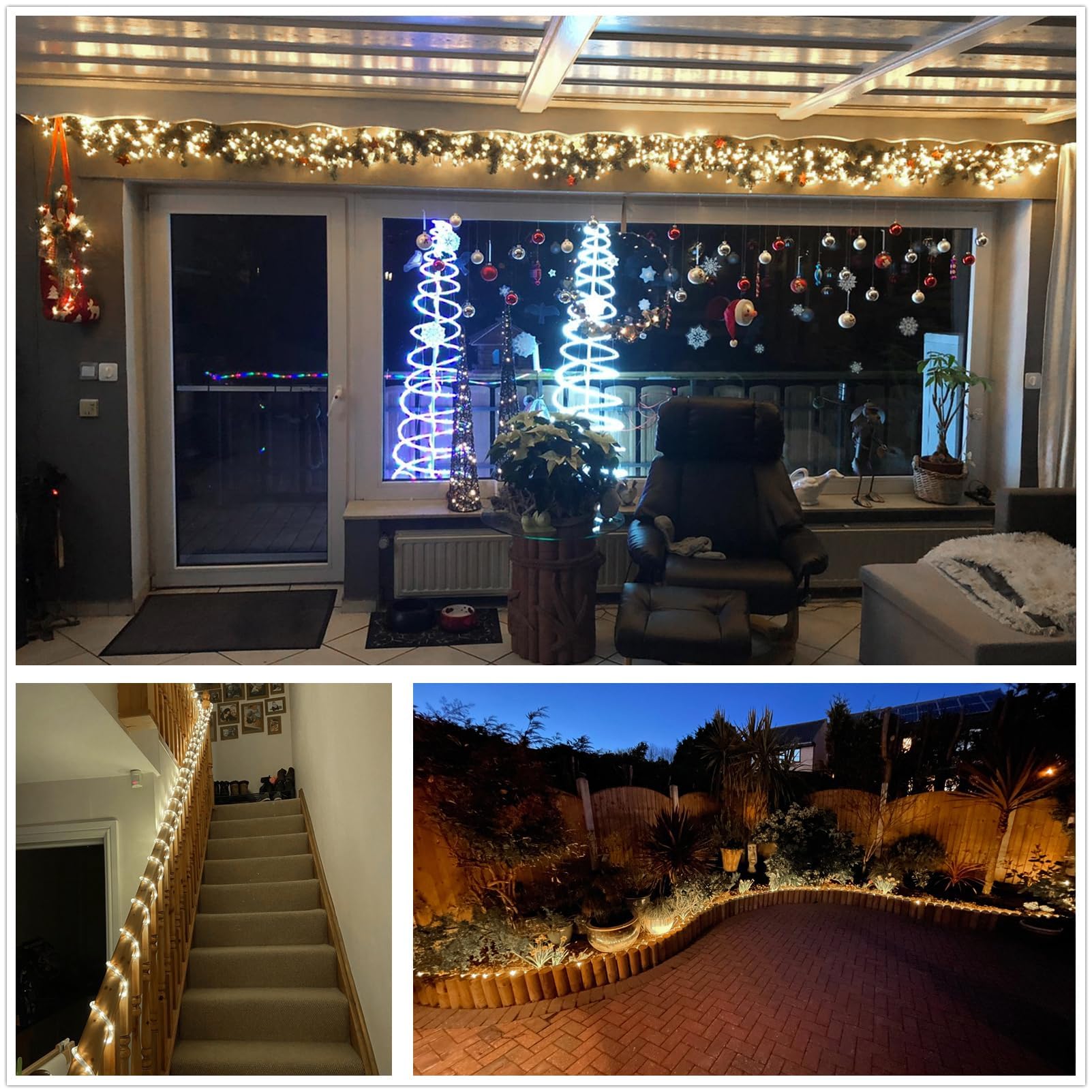 Buyagn Led Rope Light  20Ft Led Strip Lights Outdoor Waterproof Decorative Lighting For Indoor/Outdoor Decorations  Deck  Patio  Party And Bedroom Decorations (Wram White)