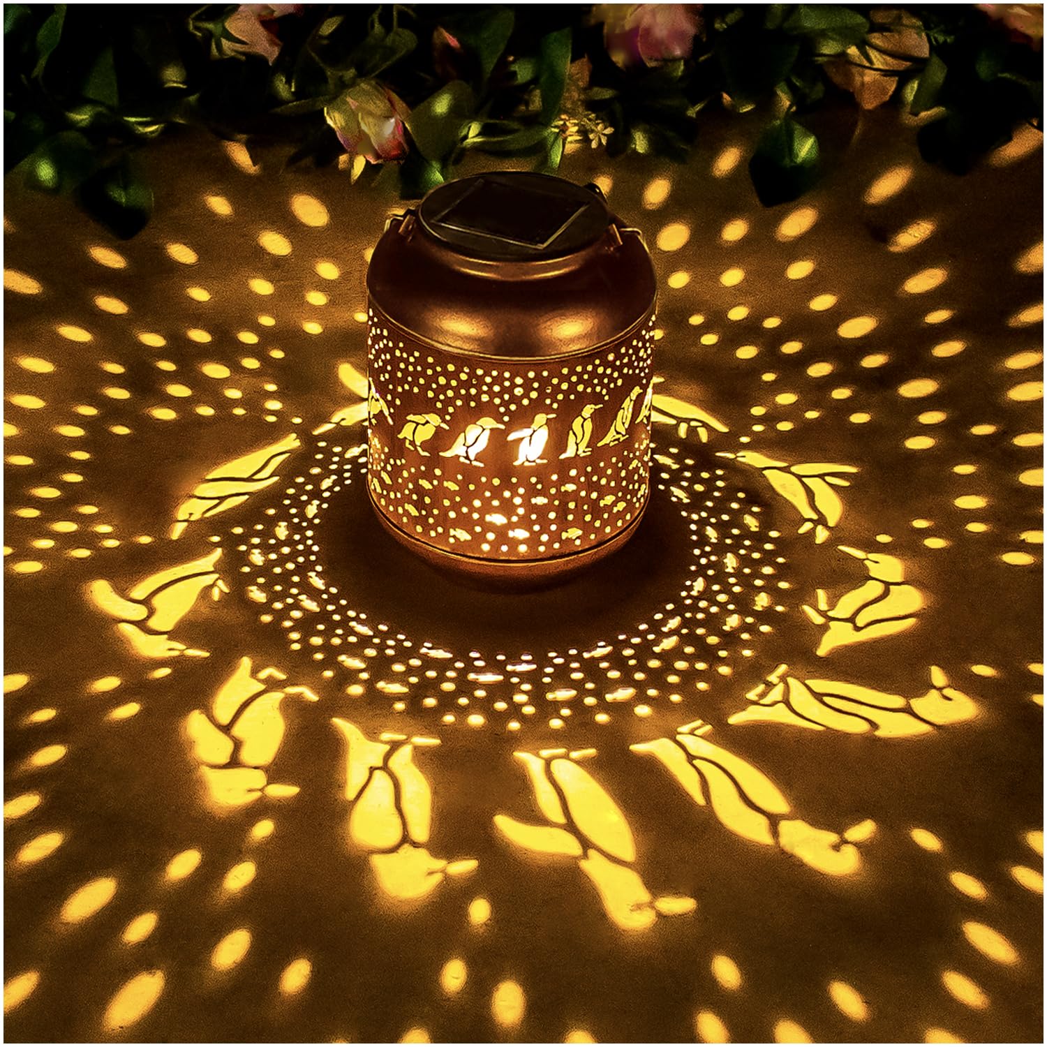 Penguin Solar Lanterns Outdoor Waterproof,Hanging Solar Lights Penguin Gifts for Women Men Metal LED Decorative Light for Yard,P
