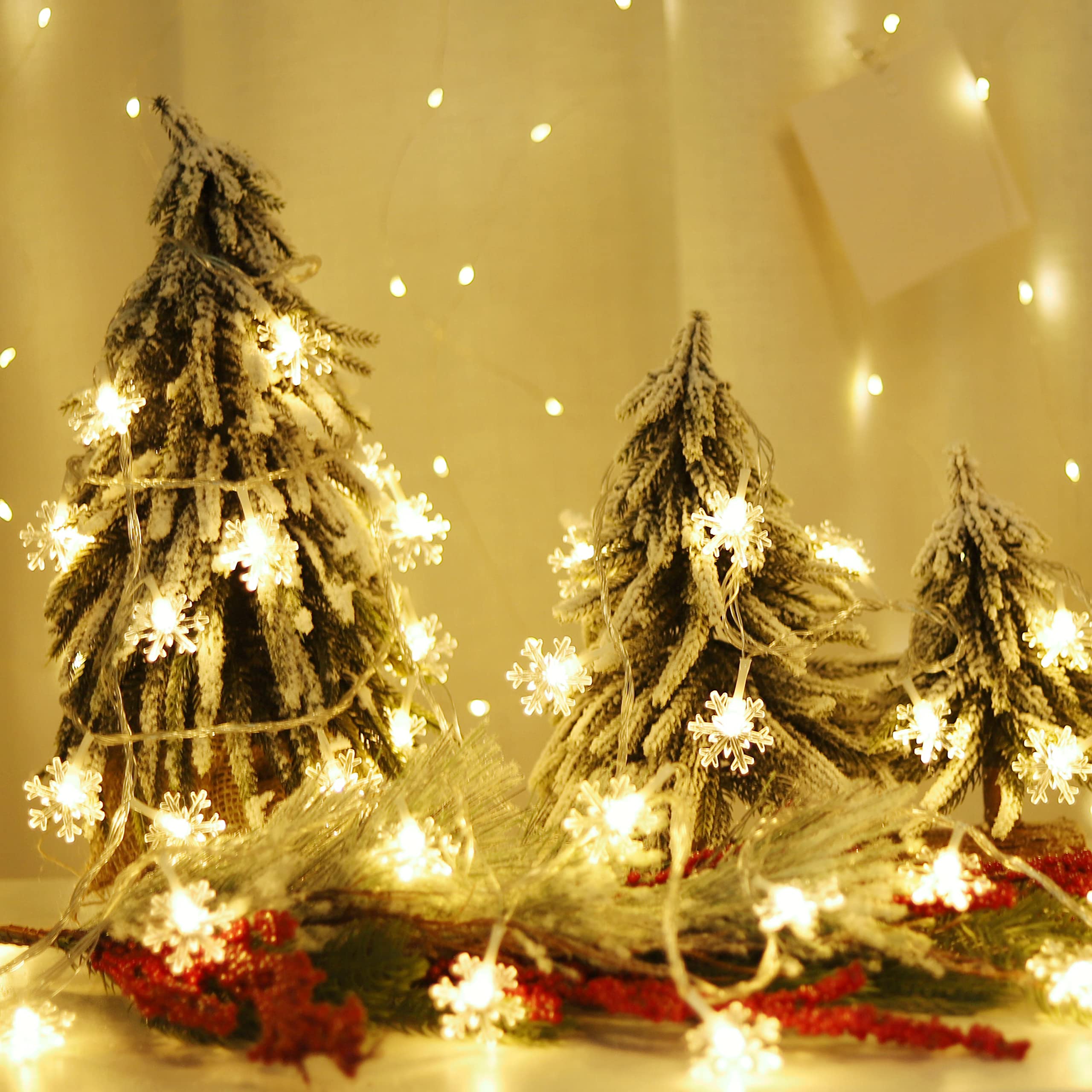 Christmas Lights, Snowflake String Lights,Fairy Lights9.8FT,20LED,Battery Operated,Extendable for Indoor Outdoor, Holiday Weddin
