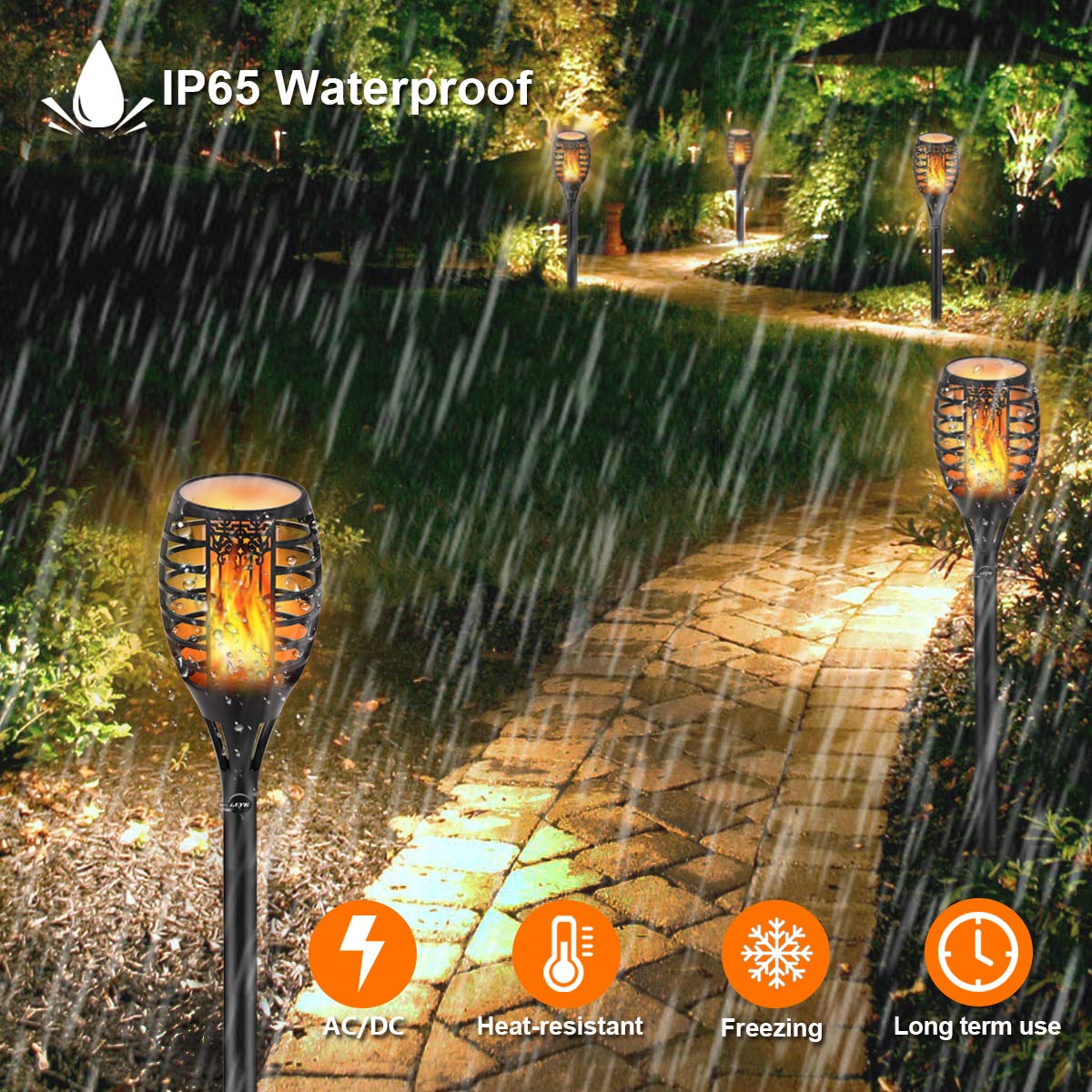 Luye Low Voltage Landscape Torch Lights Outdoor Wired Led Torches Pathway Lights Flickering Flame Ip65 Waterproof Torch Light 12