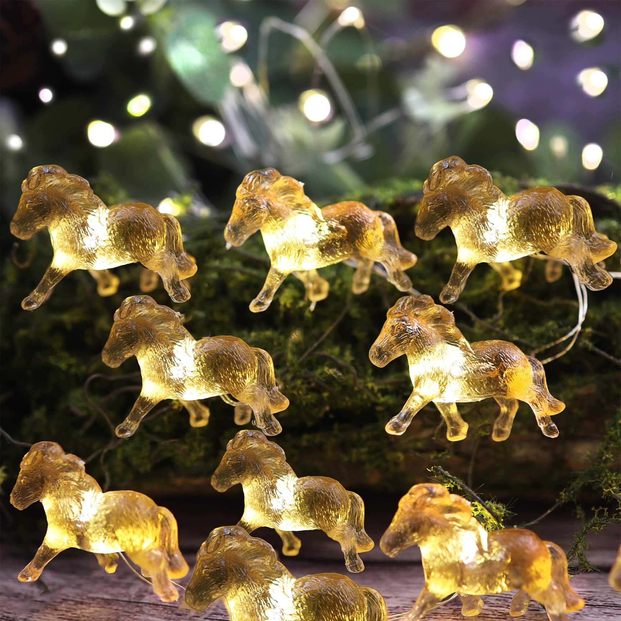 Pony String Lights 20 LED 7FT Horse Fairy Lights Battery Operated with Remote, Cute 3D Pony Decor for Girls Bedroom, Nursery Nig