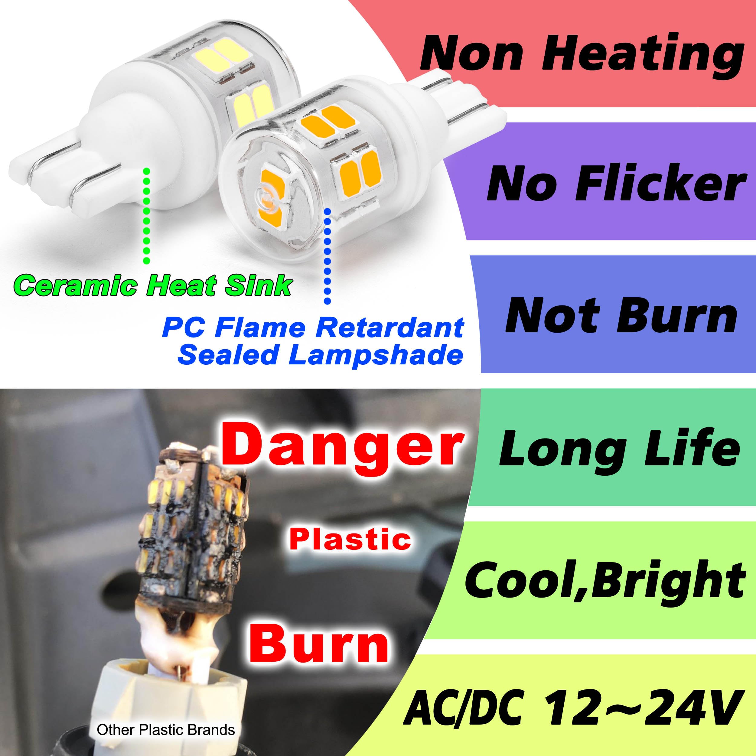 Heifymi T5 T10 194 921 Wedge Base Led Light Bulbs 3 Watts Equivalent 25W 30W Incandecent Bulbs 2700K Warm White 300Lm Ac/Dc 12-2