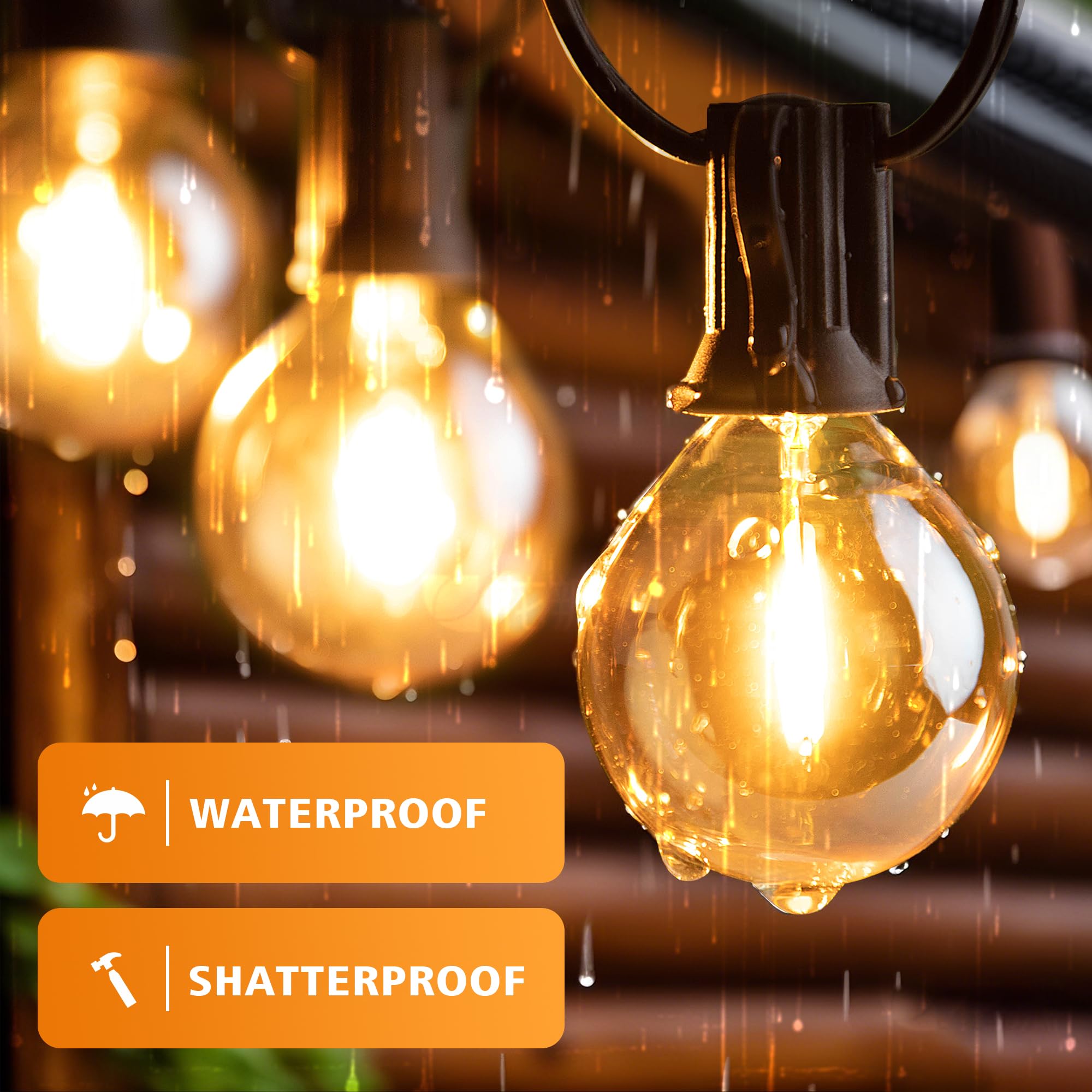 25Pack G40 Amber Glass Led Replacement Bulbs, 1W Equivalent 10W E12 Screw Base Shatterproof Globe Light Bulb For Indoor & Outdoo