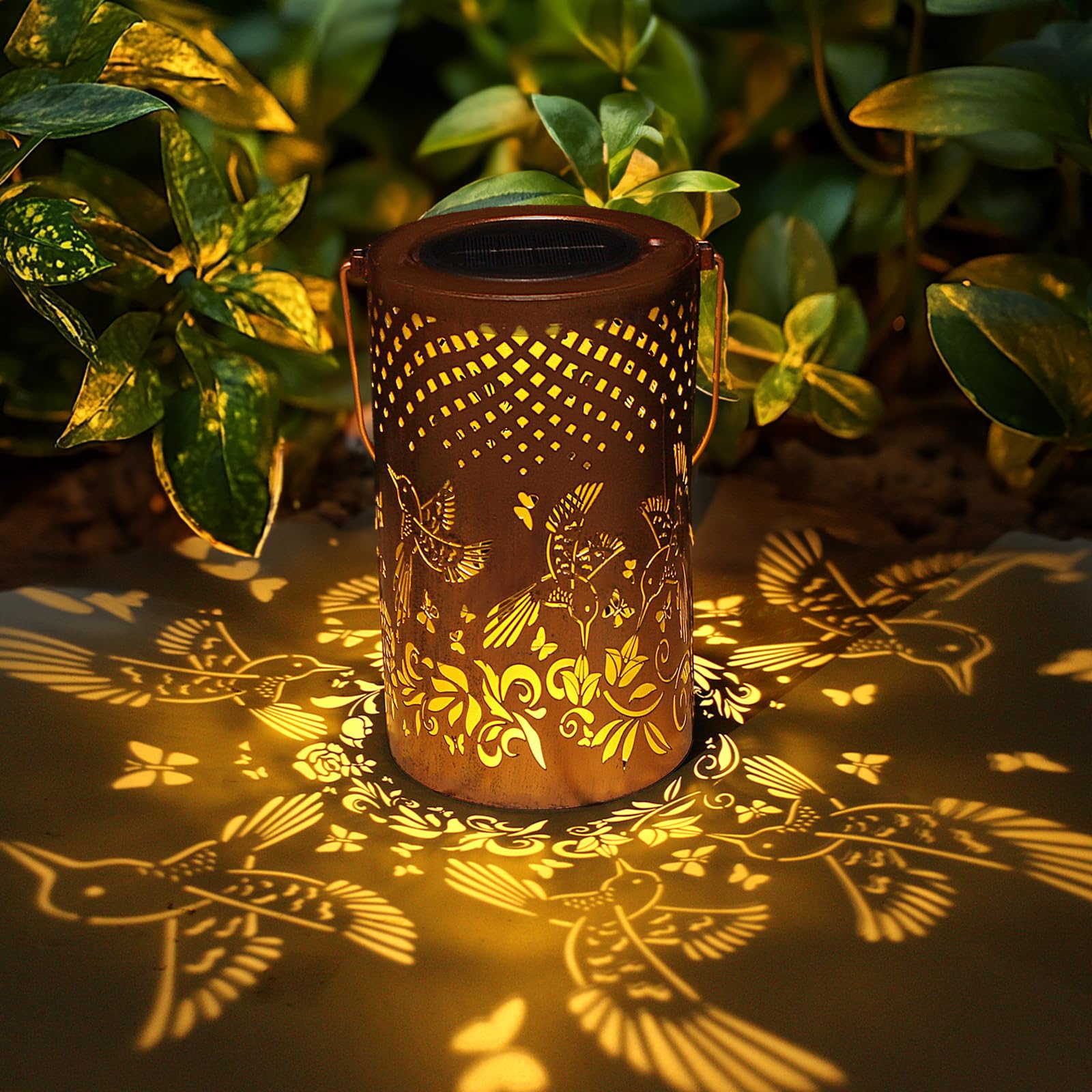 GPP Hummingbird Gift Solar Lanterns Outdoor Waterproof Sunflower Solar Lights Metal Outdoor Decor for Yard Patio Backyard Porch 