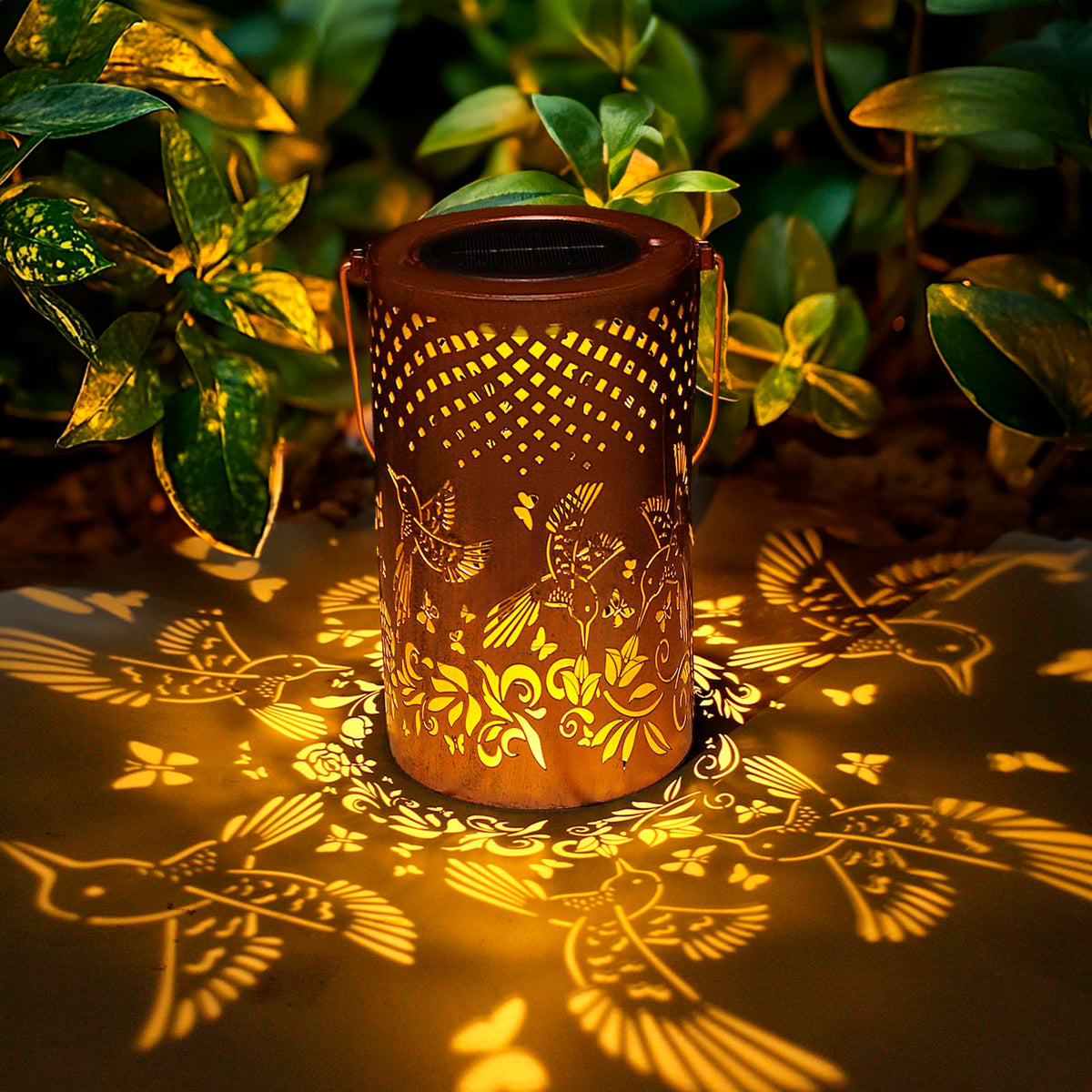 GPP Hummingbird Gift Solar Lanterns Outdoor Waterproof Sunflower Solar Lights Metal Outdoor Decor for Yard Patio Backyard Porch 