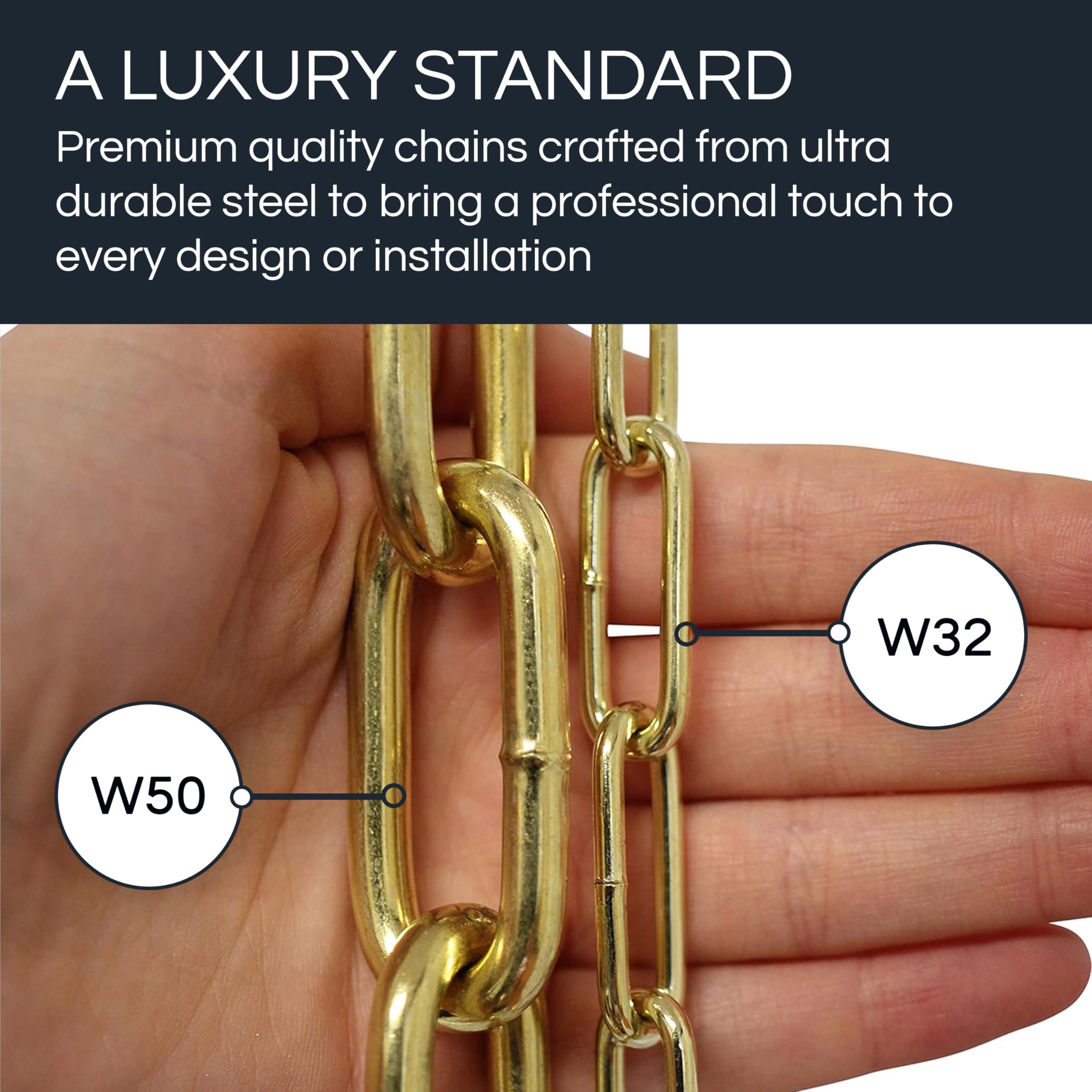 RCH Hardware Decorative Solid Steel Oval Link Fixture Chain, 9 Gauge, 10 Foot, Polished Nickel Finish, Model CH-S59-04-PN-10