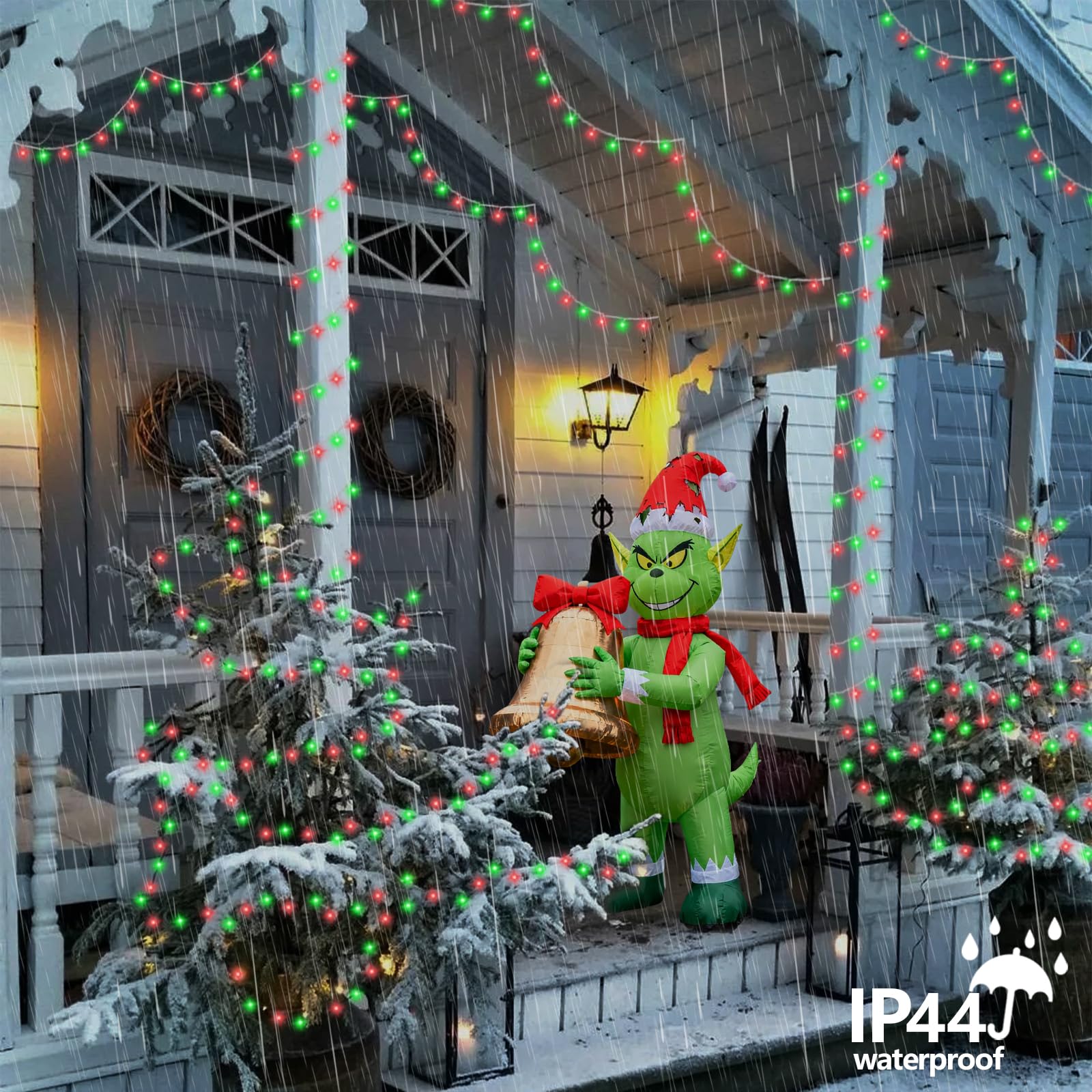 Yeguo 165Ft 500 Led Red And Green Christmas Lights Outdoor Waterproof  Clear Wire String Lights Indoor Plug In  8 Modes Clear Wire Twinkle Tree Light For Xmas Party Garden