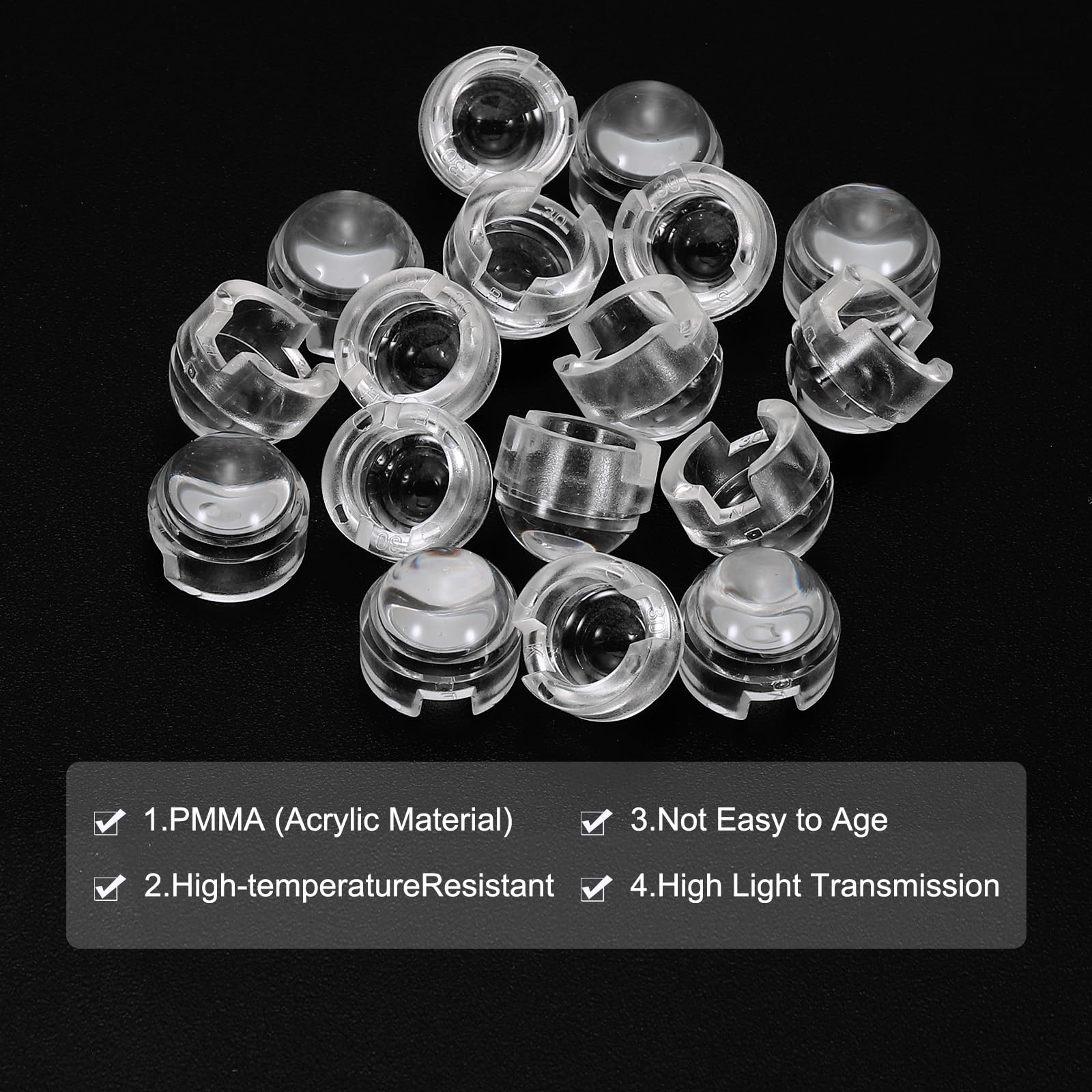 Patikil 12Mm Led Convex Lens, 36 Pack 30 Degree Beam Angle Pmma Acrylic Led Optical Convex Condenser Lens For 1W 3W Led Lamp Bea