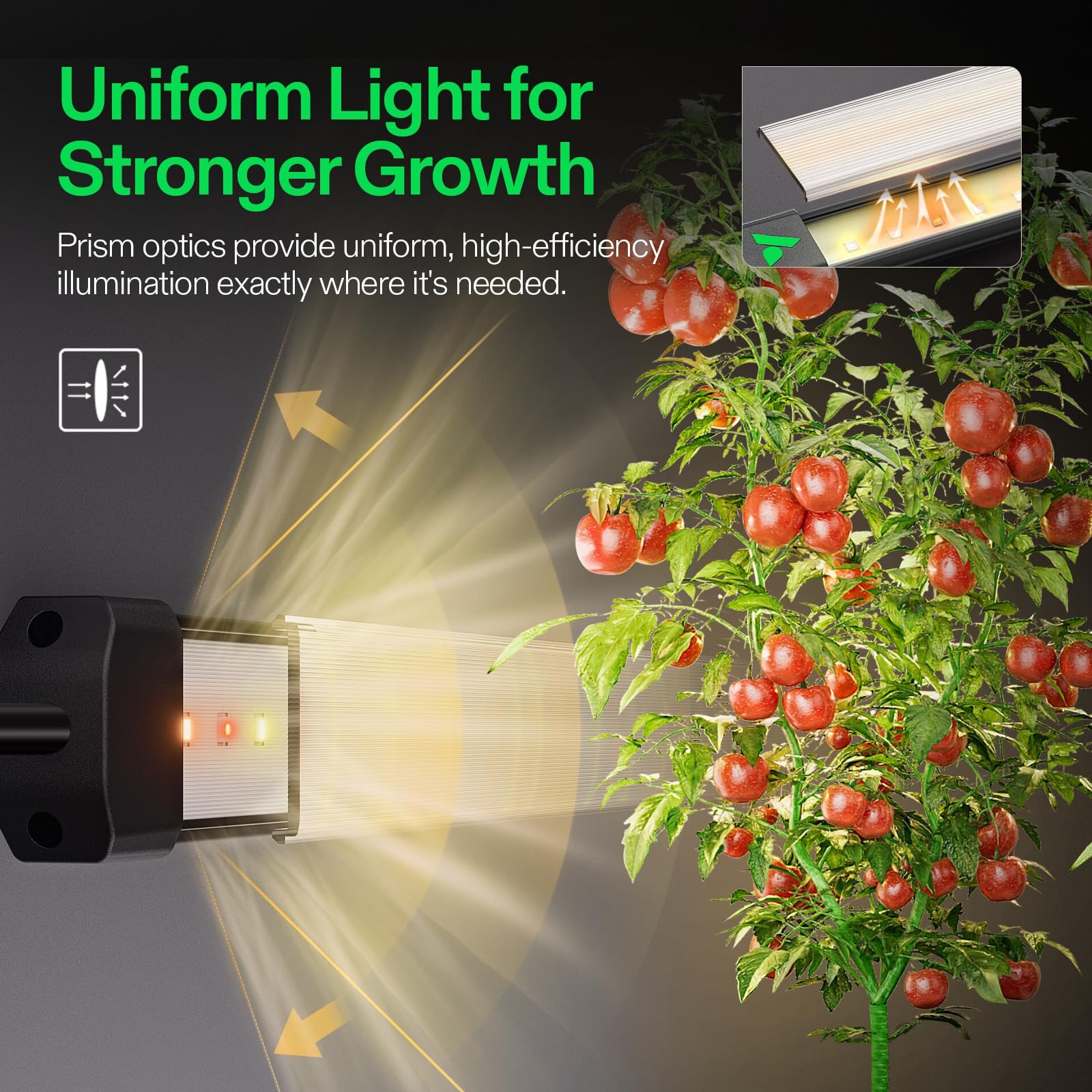 VIVOSUN LED Grow Light Bars 16” - Full Spectrum Side Lighting, 8-Pack, Gray, Aluminum, Model VSL-LRSF50-8