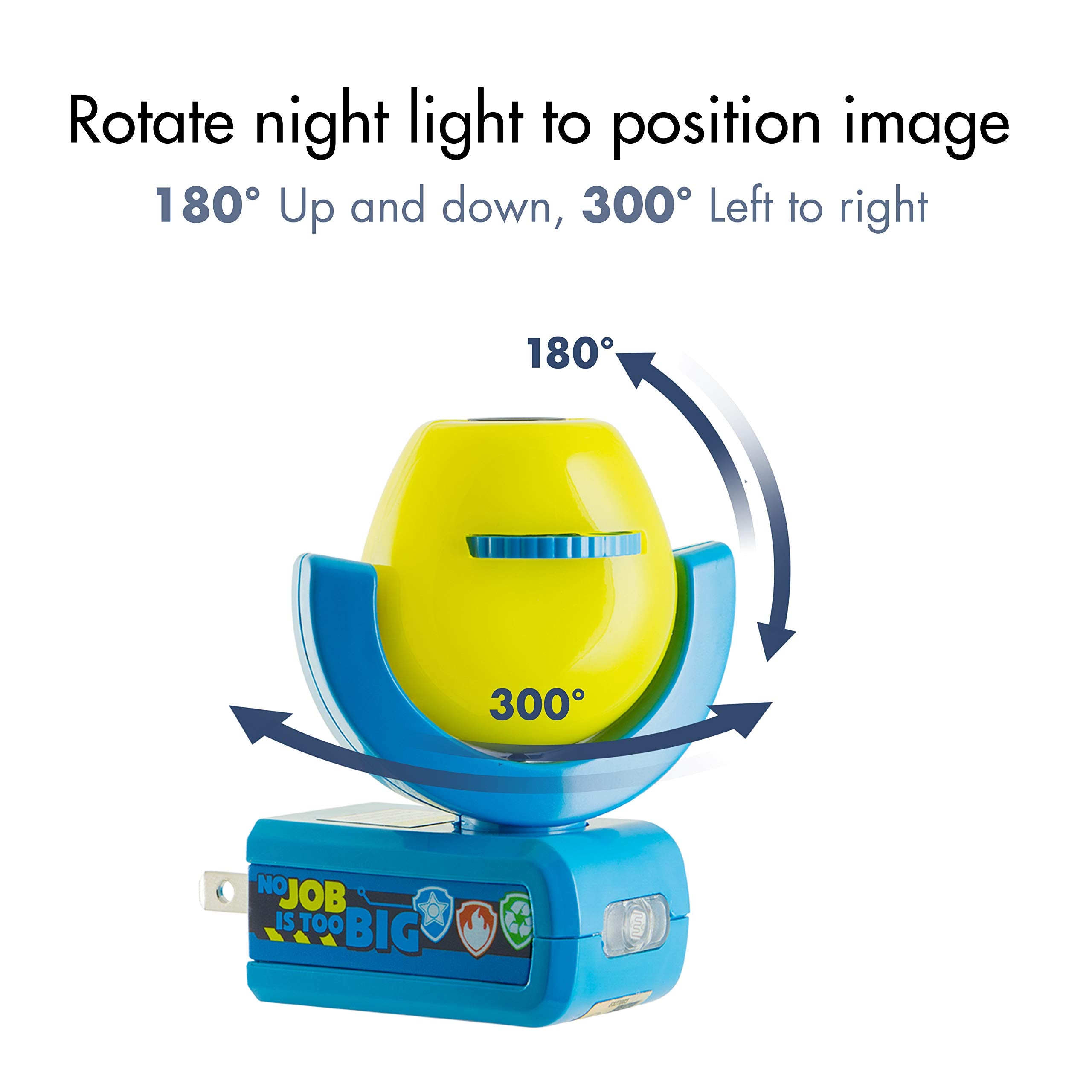 Projectables Paw Patrol Led Night Light Projector, Plug-In, Dusk-To-Dawn Sensor, Rubble, Chase, Skye, Marshall, Alex Porter, For