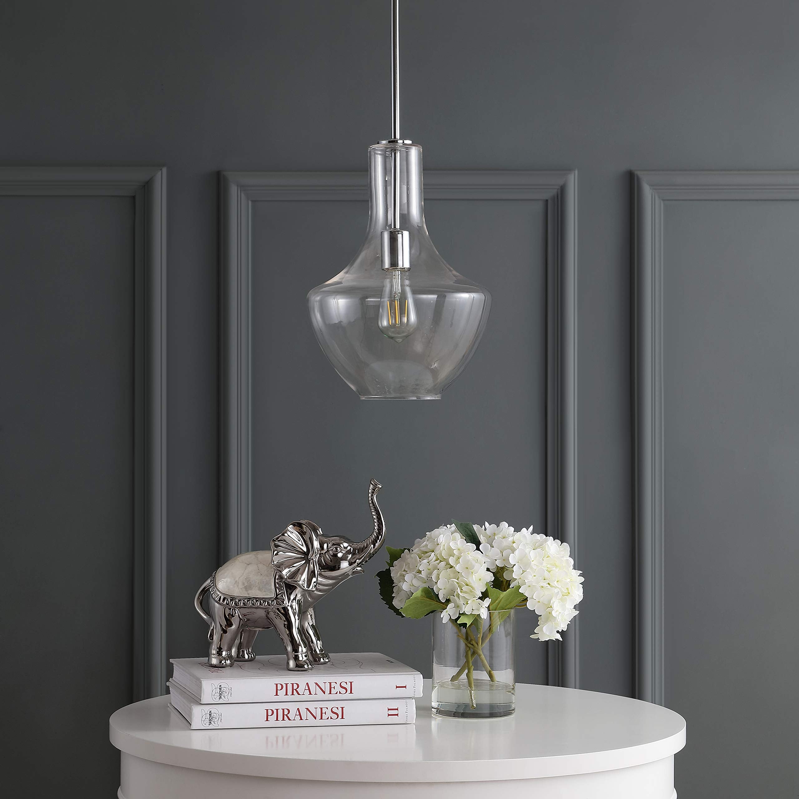 Jonathan Y Jyl6400A Watts 10.5'' Glass/Metal Led Pendant Farmhouse Contemporary Dimmable Dining Room Living Room Kitchen Foyer B