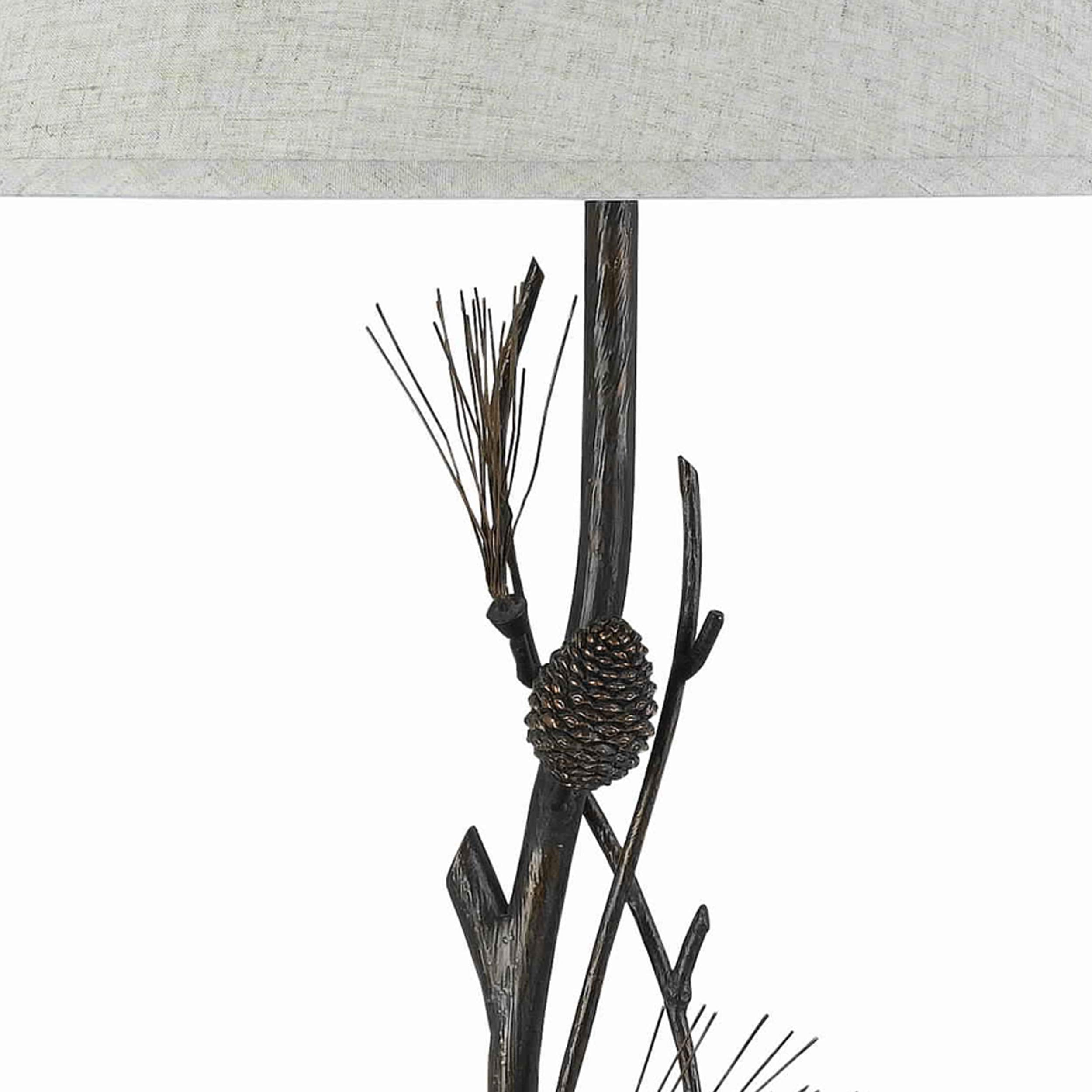 Benzara Table Lamp, Metal Body with Conical Shade, Bronze and White, Model BM223610
