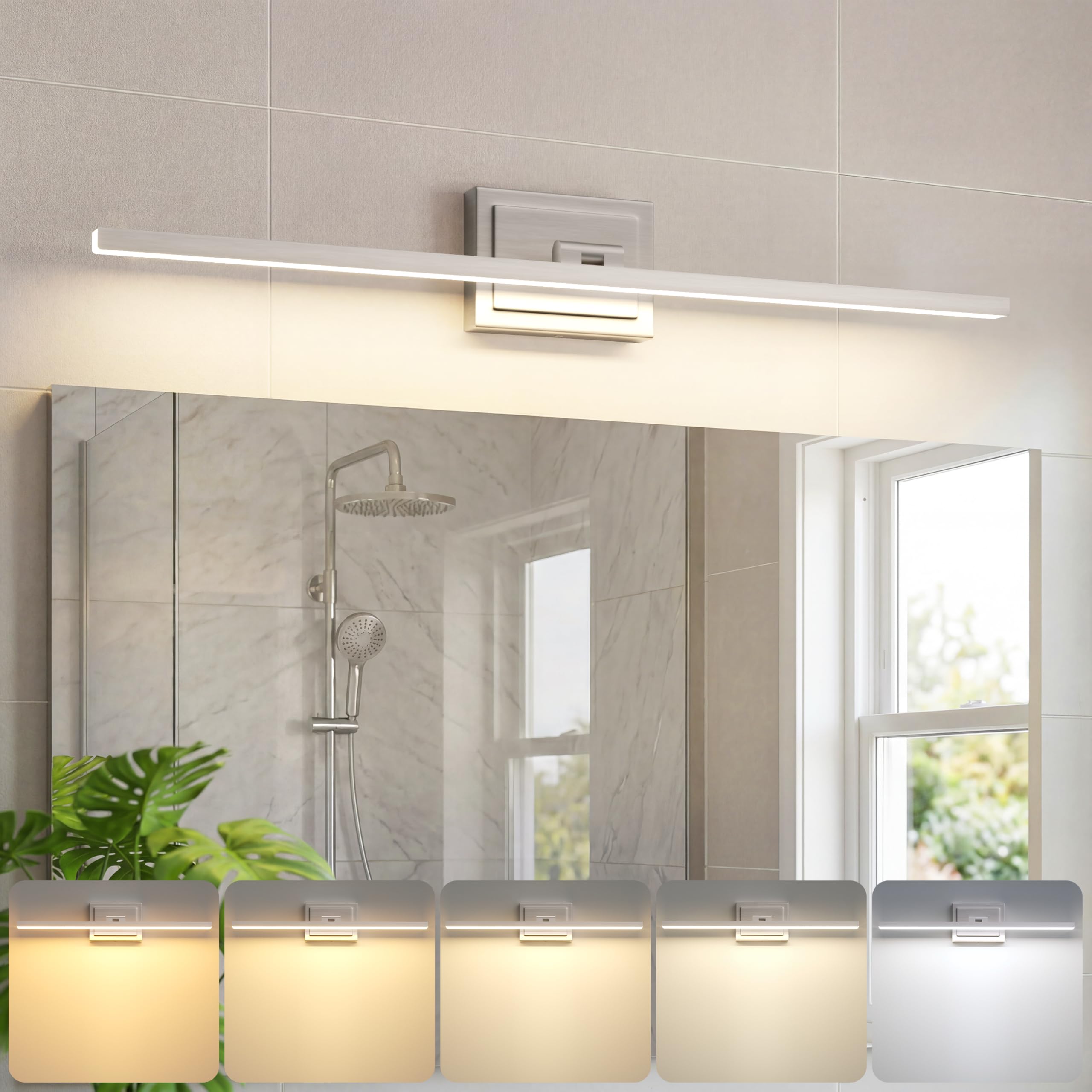 VOLISUN Modern Bathroom Vanity Light 31.5 inch  Rotatable  18W Dimmable 5CCT Led Bathroom Light Fixture Over Mirror  Brushed Nickel Bar Vanity Light for Bathroom Mirror Cabinets-ETL Certificated