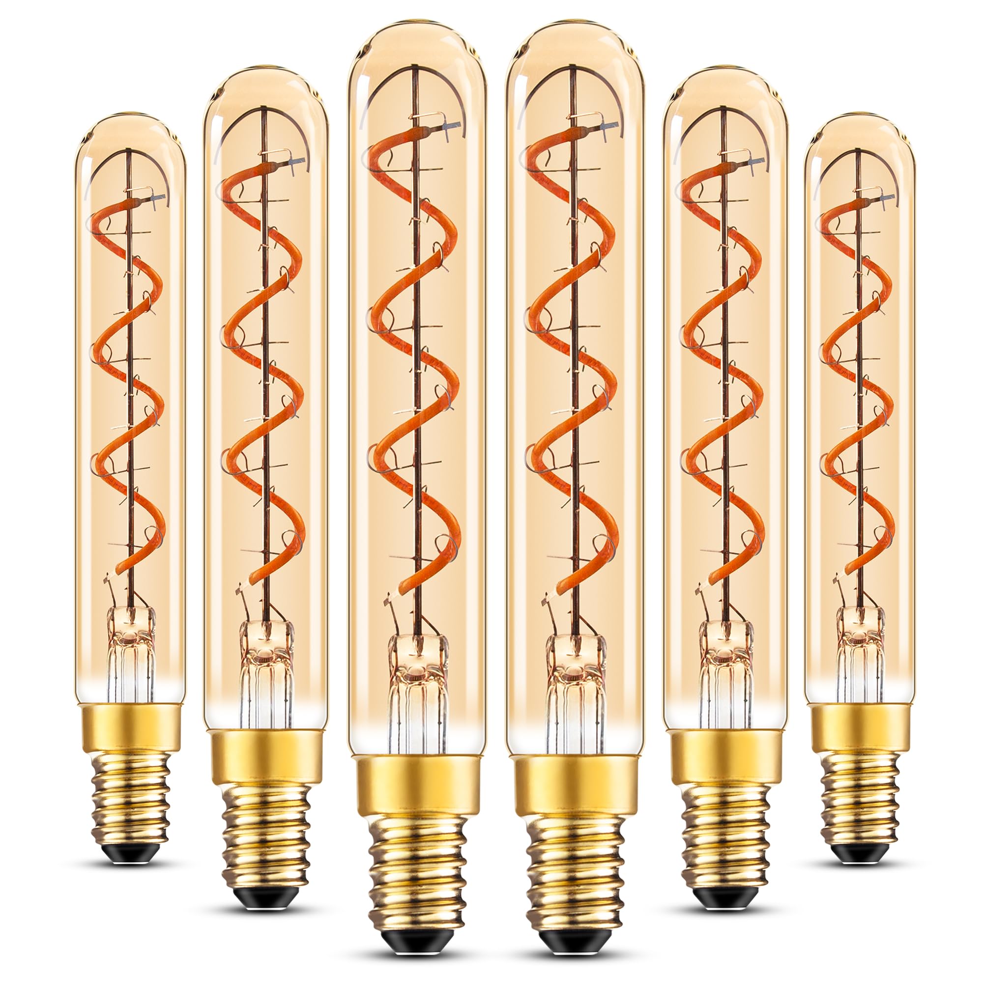 Grensk E12 Candelabra Tubular Led Light Bulbs T20 3W Edison Chandelier Light Bulb Equivalent To 25W 2200K Warm Light Amber Vintage Filament Bulb For Home Or Commercial Lighting Non-Dimmable 6Pcs