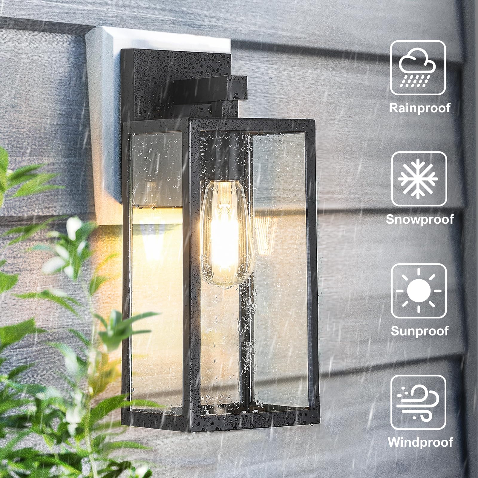 Maxvolador Outdoor Wall Lantern, Extra Large Exterior Waterproof Wall Sconce Light Fixture, Black Anti-Rust Wall Mount Lighting,