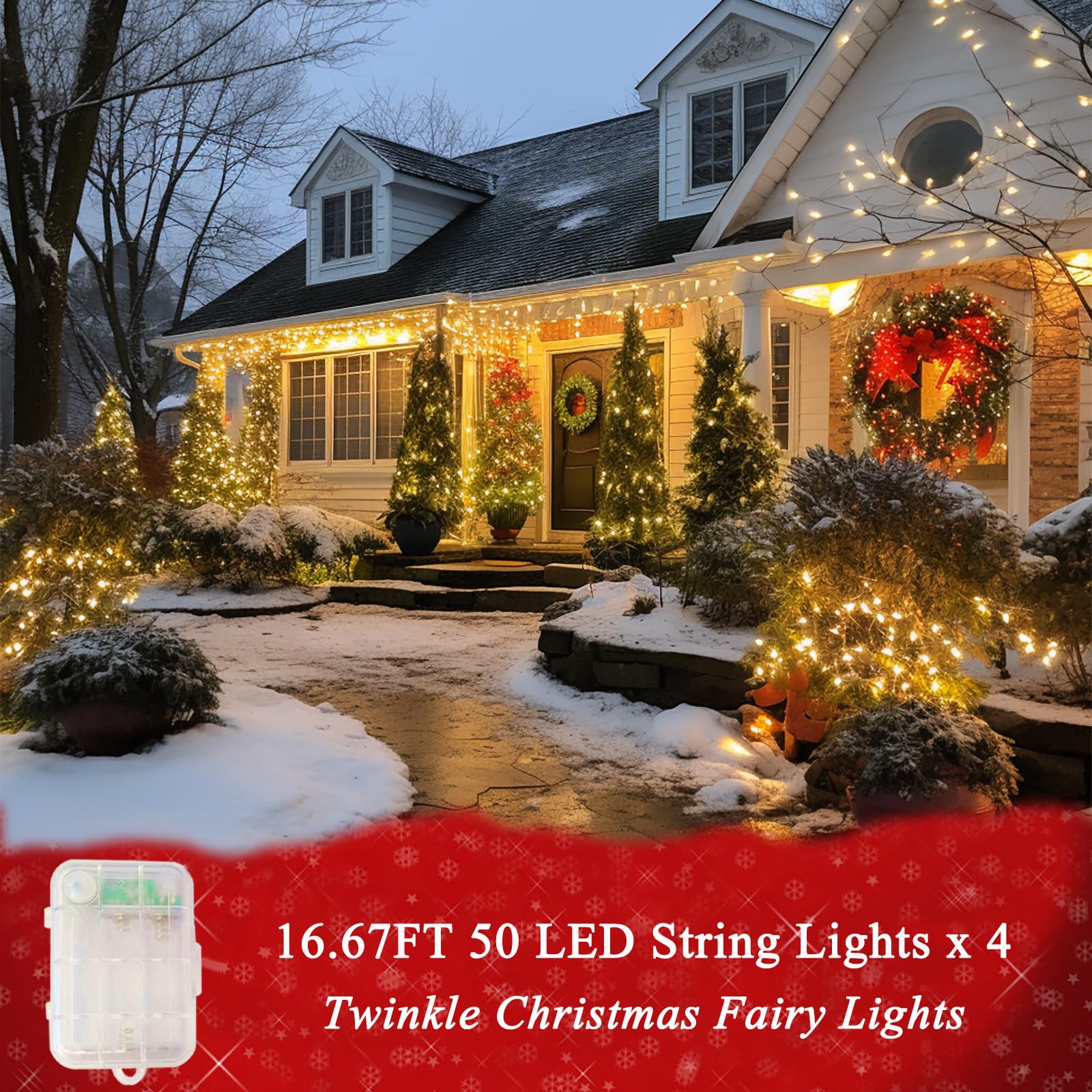 Color Changing Christmas String Lights With Remote  4 Pack Total 66.6 Ft 200 Led String Lights Indoor Outdoor Decoration  34 Colors Twinkle Fairy Lights For Xmas Tree Dorm Classroom Decoration