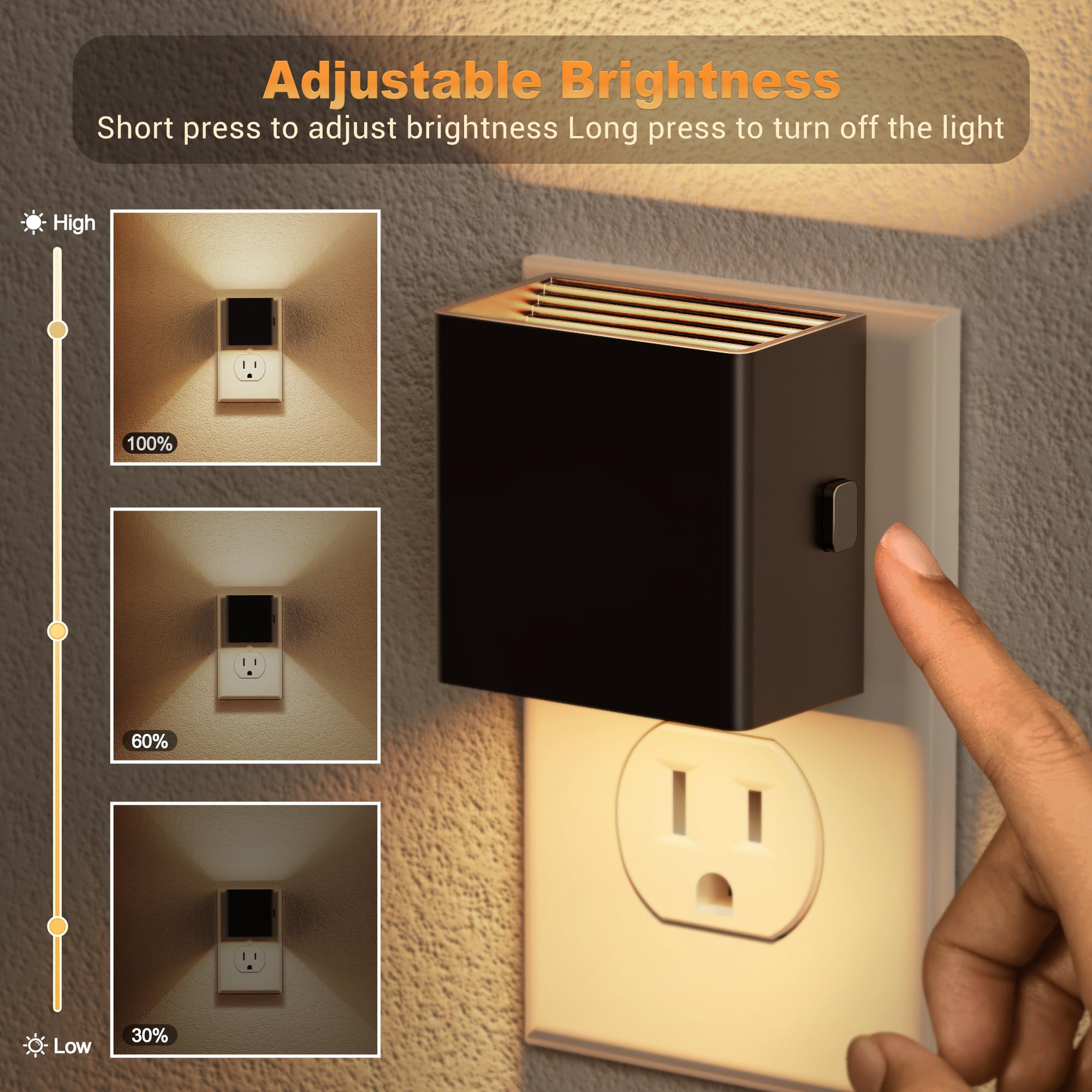 Jandcase Night Light, Automatic Night Lights Plug Into Wall, 2 Pack Modern Night Lights With Auto Light Sensor, 3000K Brightness