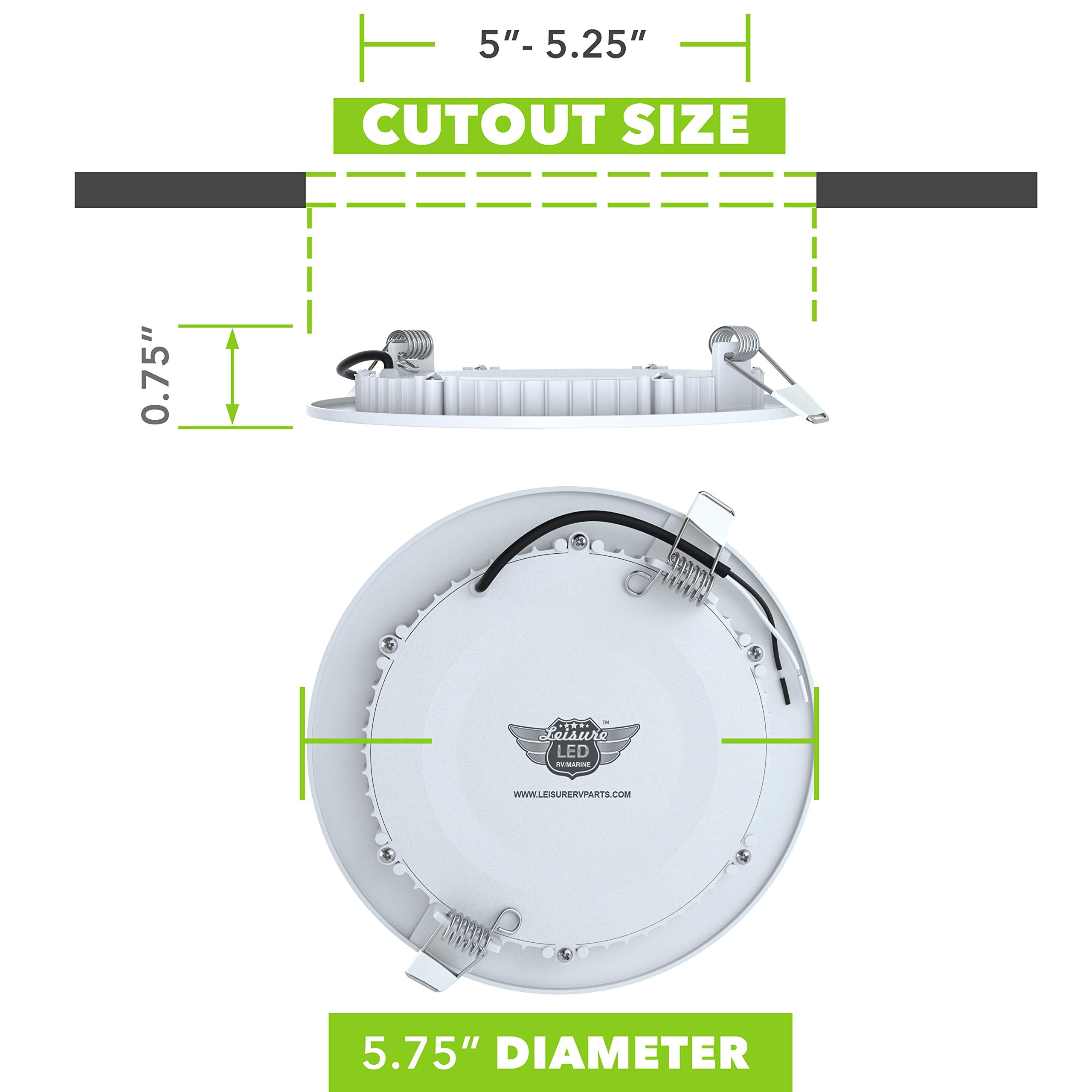 Leisureled 5 Pack Rv Boat Recessed Ceiling Light 720 Lumen Super Slim Led Panel Light Dc 12V 5.75" 9W Full Aluminum Downlights (Cool White)