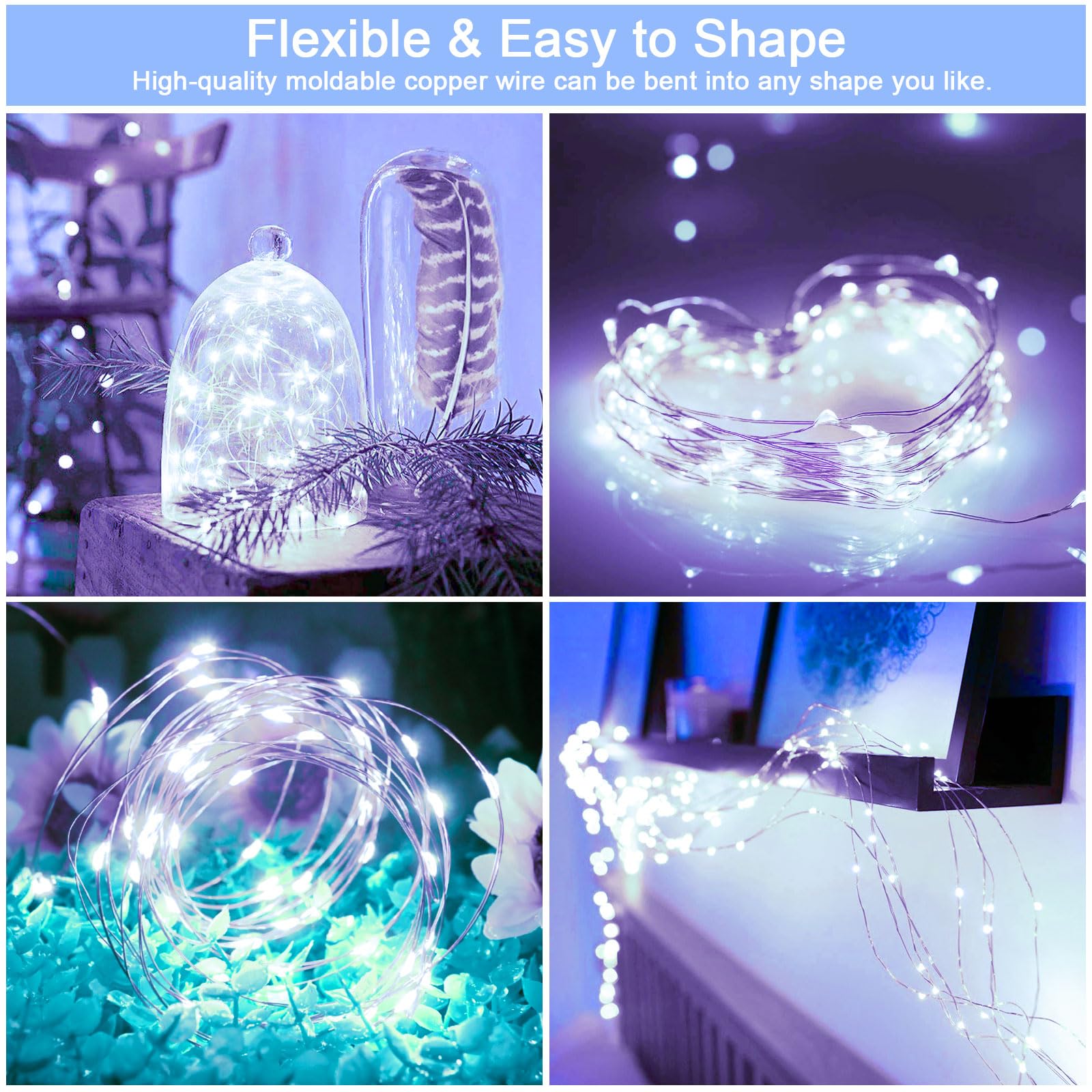 Cshare Solar Fairy Lights Outdoor Waterproof,16.4Ft 50Led Solar String Lights For Outside 8 Modes 2 Packs For Patio Backyard Gar