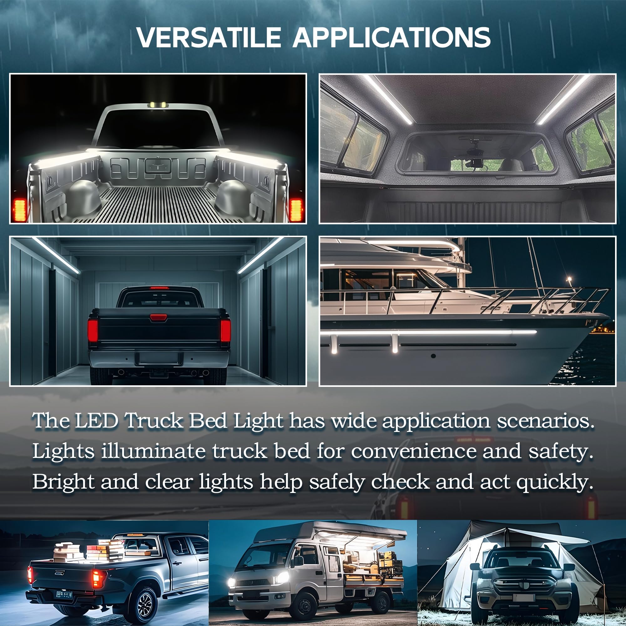 Canria Led Truck Bed Lights  60 Inches  2 Pack  Cob 1584 Leds  White 6500K 12V  30W  Ip67  With Switch  5A Fuse Holder  Easy Install  Ideal For Truck Cargo Lighting  Pickup Truck Suv Rv Boat