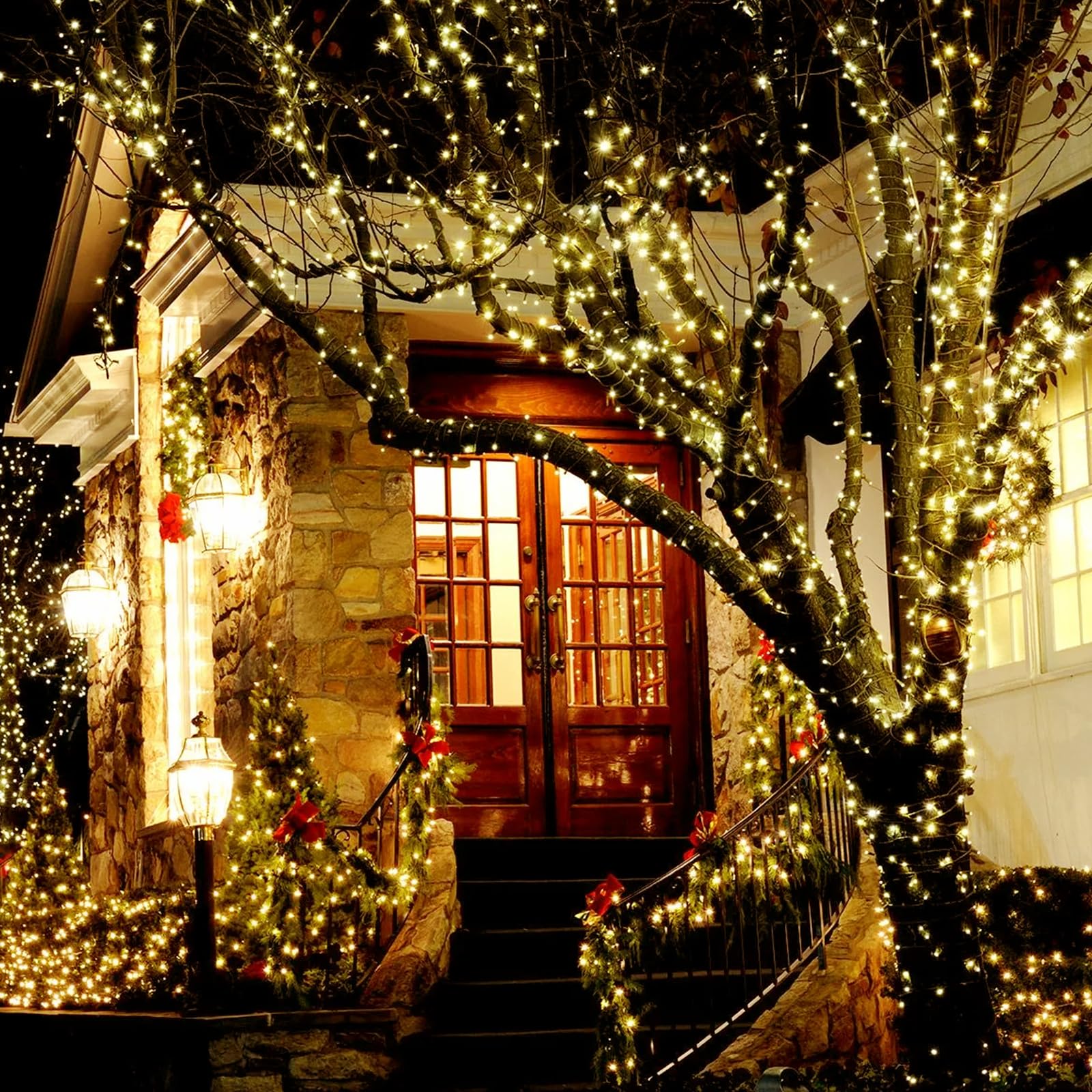 Solar String Lights Outdoor, 82Ft Warm White Solar String Lights 200 Led Solar Fairy Lights For Outside Waterproof 8 Lighting Mo