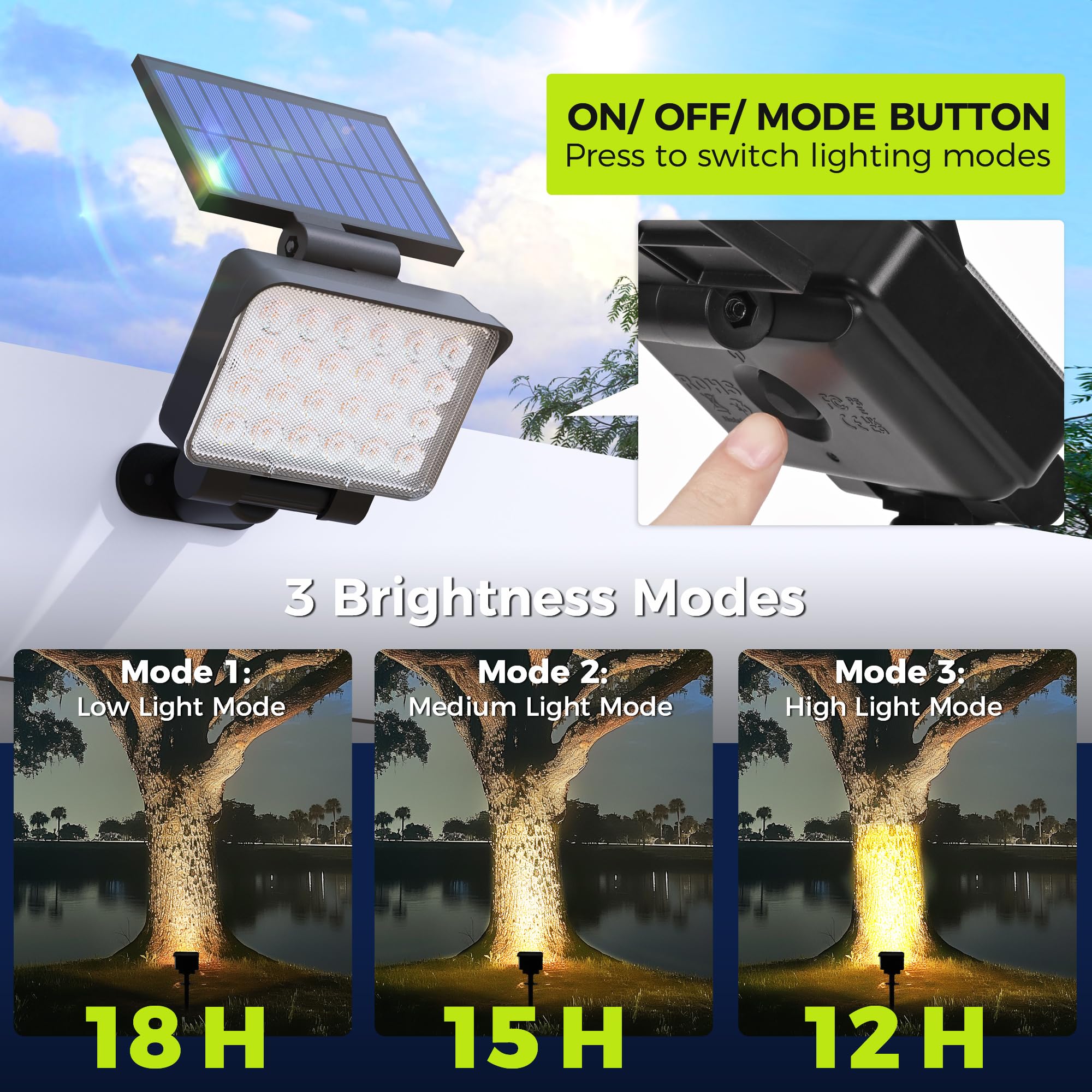 Auderwin Solar Spot Lights Outdoor Waterproof For Flag, Tree, House, Garden, Yard, Landscape Spotlights For Accent Uplighting Ha