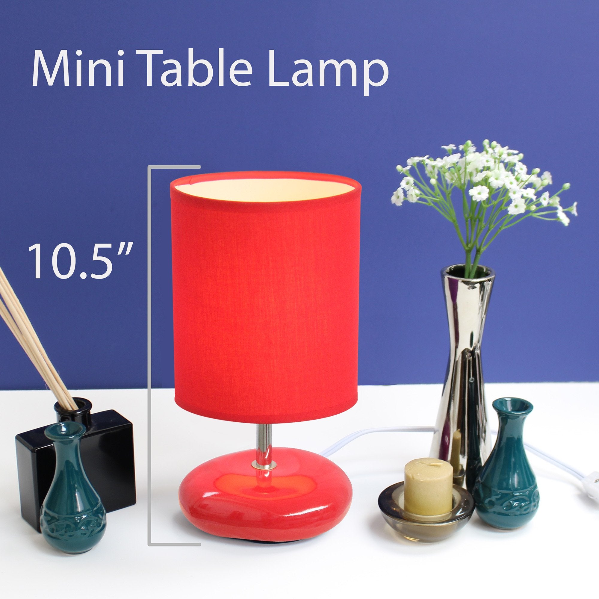 Simple Designs Lt2005-Red-2Pk Ceramic Table Lamp Set, Small Size, Red, 2 Pack