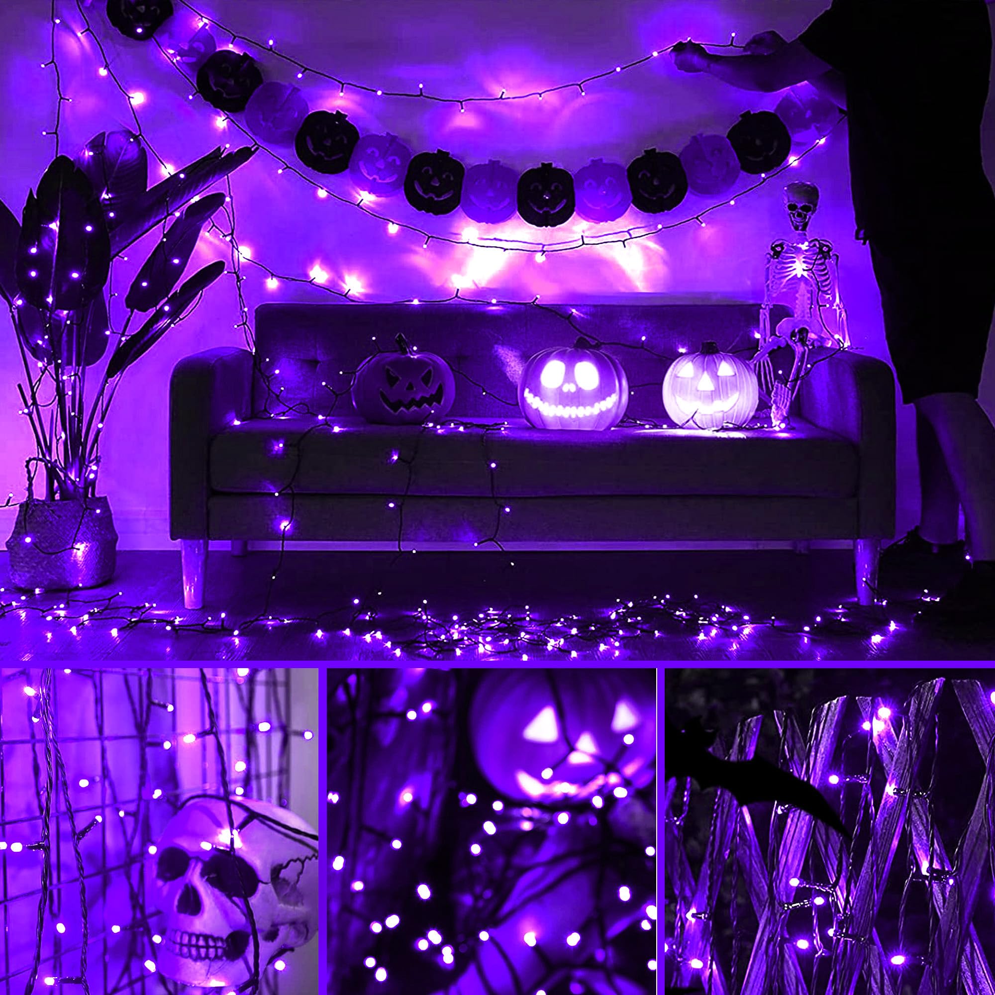 164 Ft 250 Led Purple Christmas Lights With Timer Function,Plug In Waterproof Black Wire Christmas Lights,8 Modes Lights For Indoor Outdoor Bedroom Garden Christmas Party Decor(Purple)