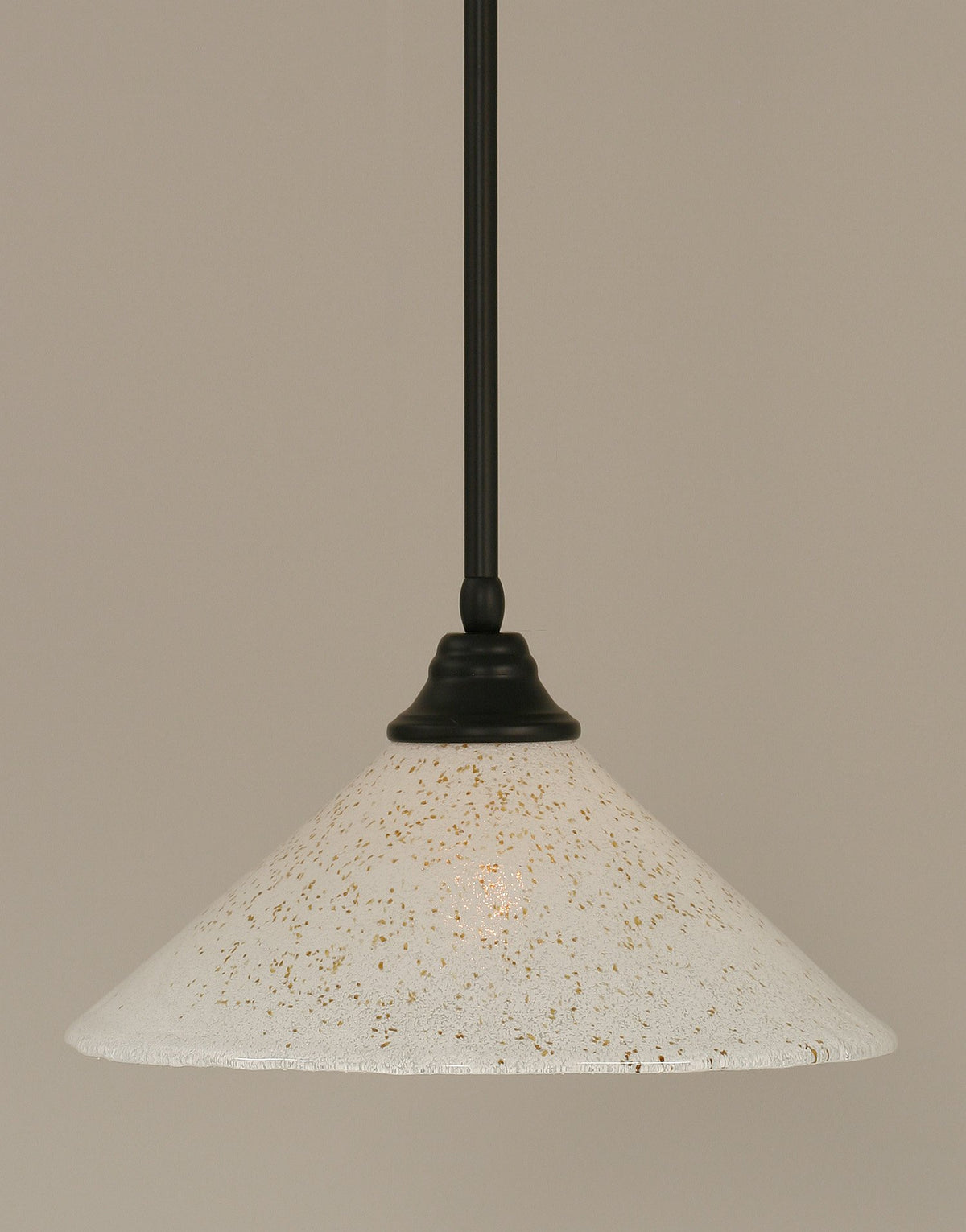 Toltec Lighting 26-Mb-714 Stem Pendant With Hang Straight Swivel With 16&quot; Gold Ice Glass, Matte Black Finish