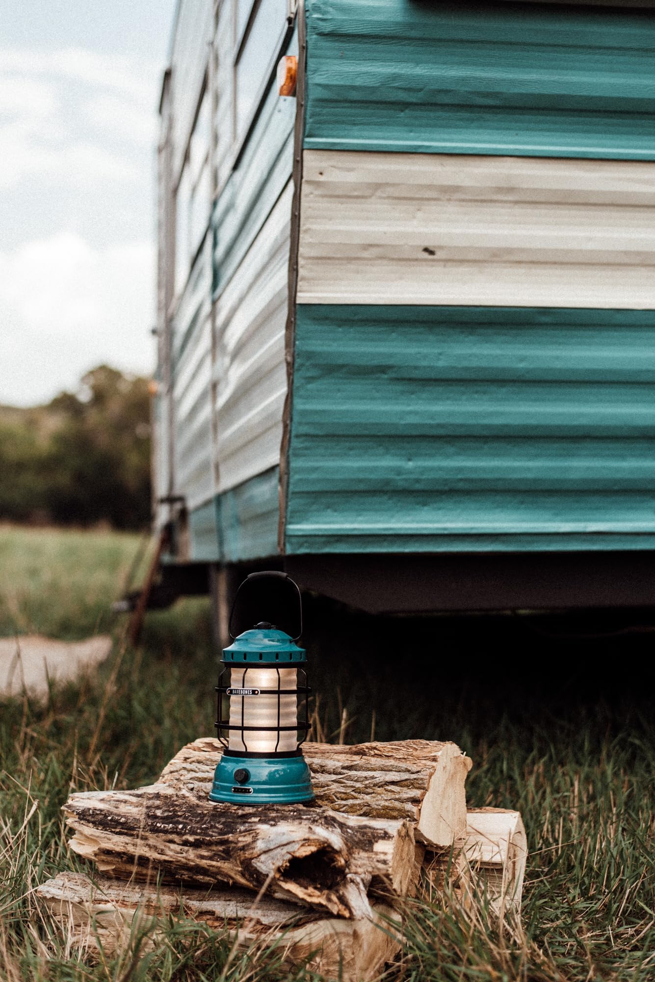 Barebones Forest Lantern - Teal LED Camping Light, Rechargeable, Adjustable Brightness, Model BARE161, Battery Operated