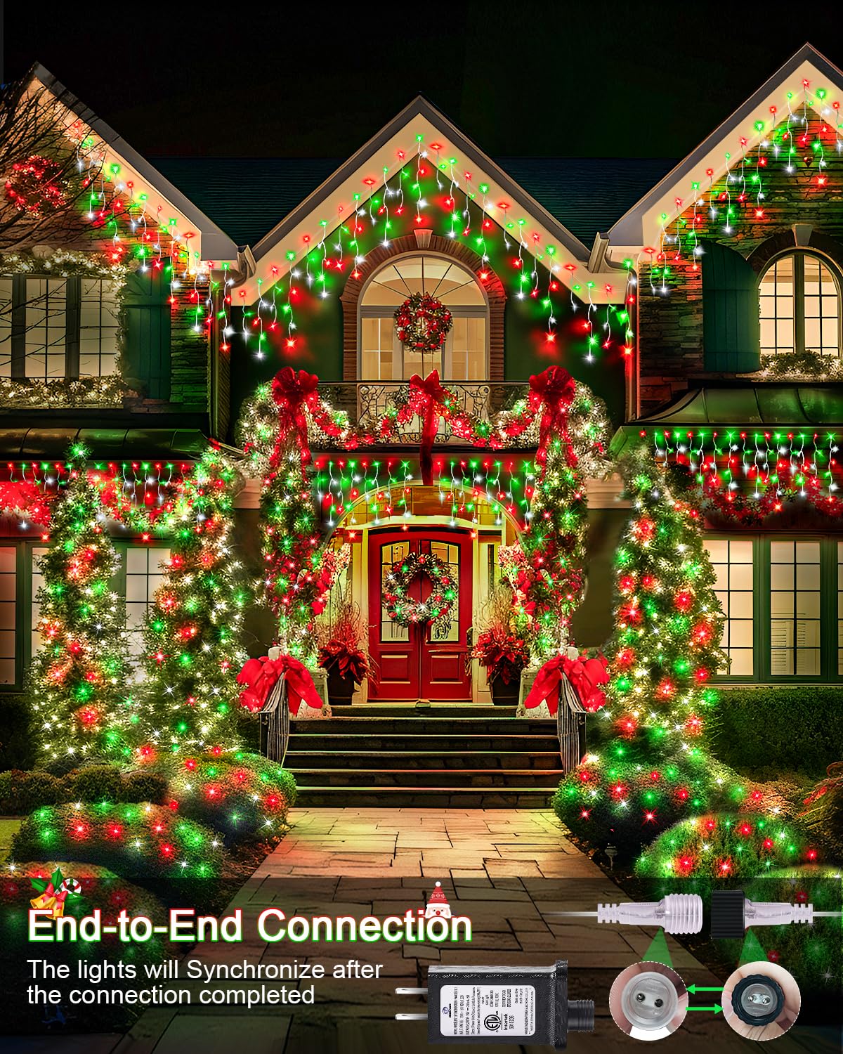 Christmas Lights Outdoor, 53 Ft 486 Led Christmas Lights For Outside, Timer & Memory, Plug In 8 Modes Hanging Fairy Light With 1