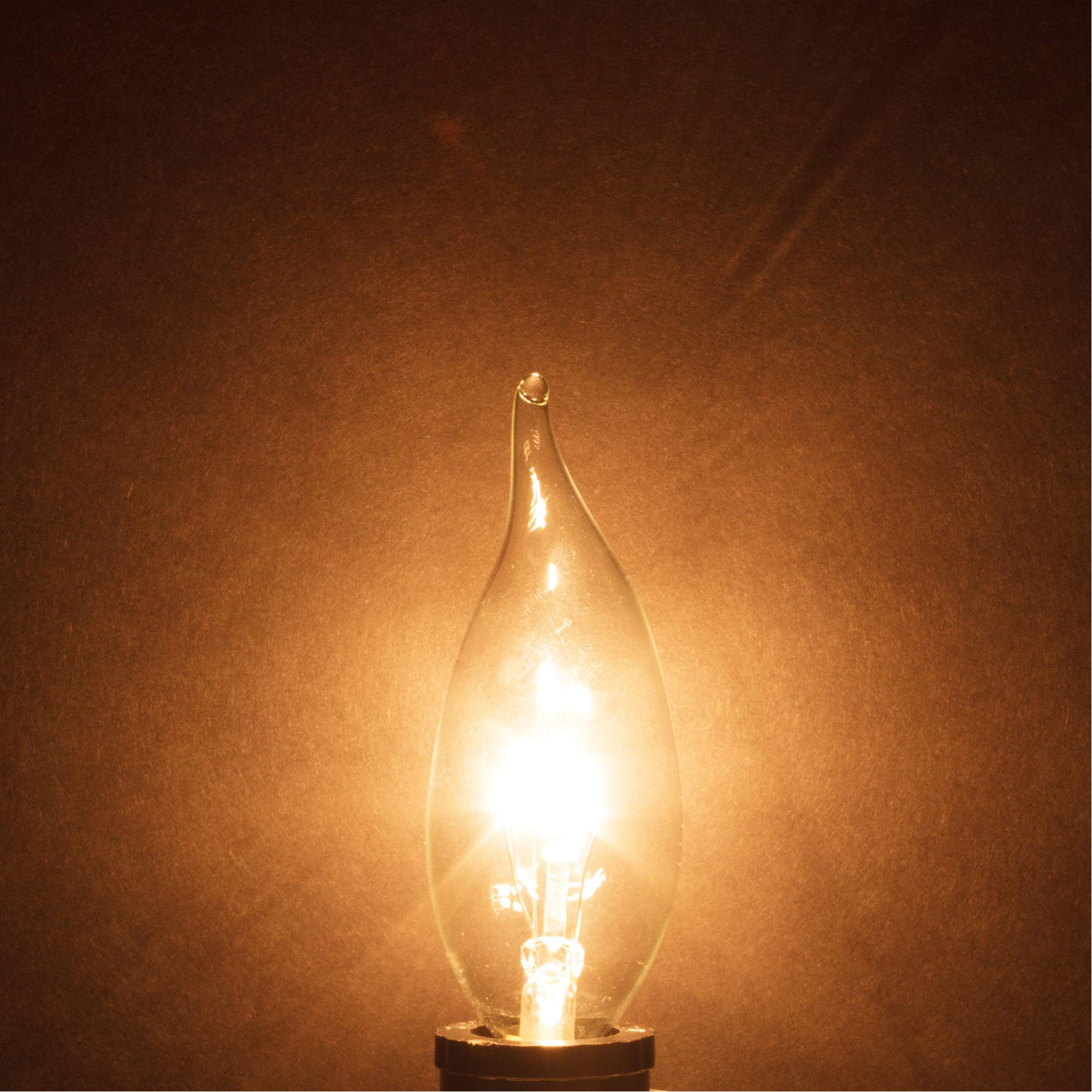 Simba Lighting Candelabra Flame Tip Bulbs, 40W E12, Clear Glass, Dimmable, Warm White 2700K, 12 Pack, Model INC-40C32