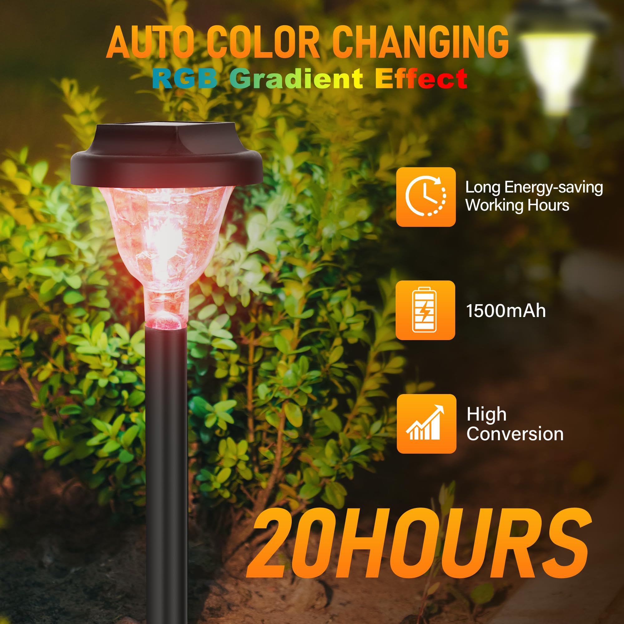 Siatom Lighting Bright Solar Pathway Lights 10 Pack, Rgb Color Changing Solar Lights Outdoor Waterproof Ip65 Led, Powered Garden