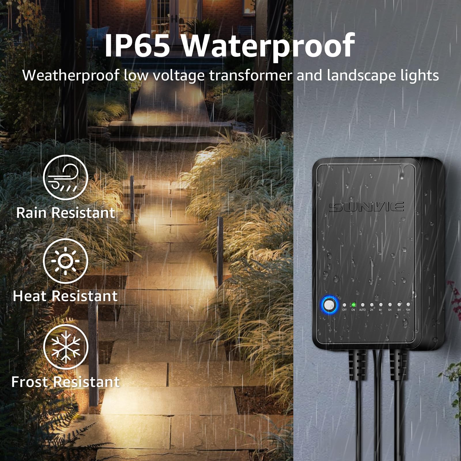 Sunvie All-In-One Led Low Voltage Landscape Lighting Kit, 8-Pack Pathway Lights With Transformer And 100Ft 16/2 Awg Wire, 3000K