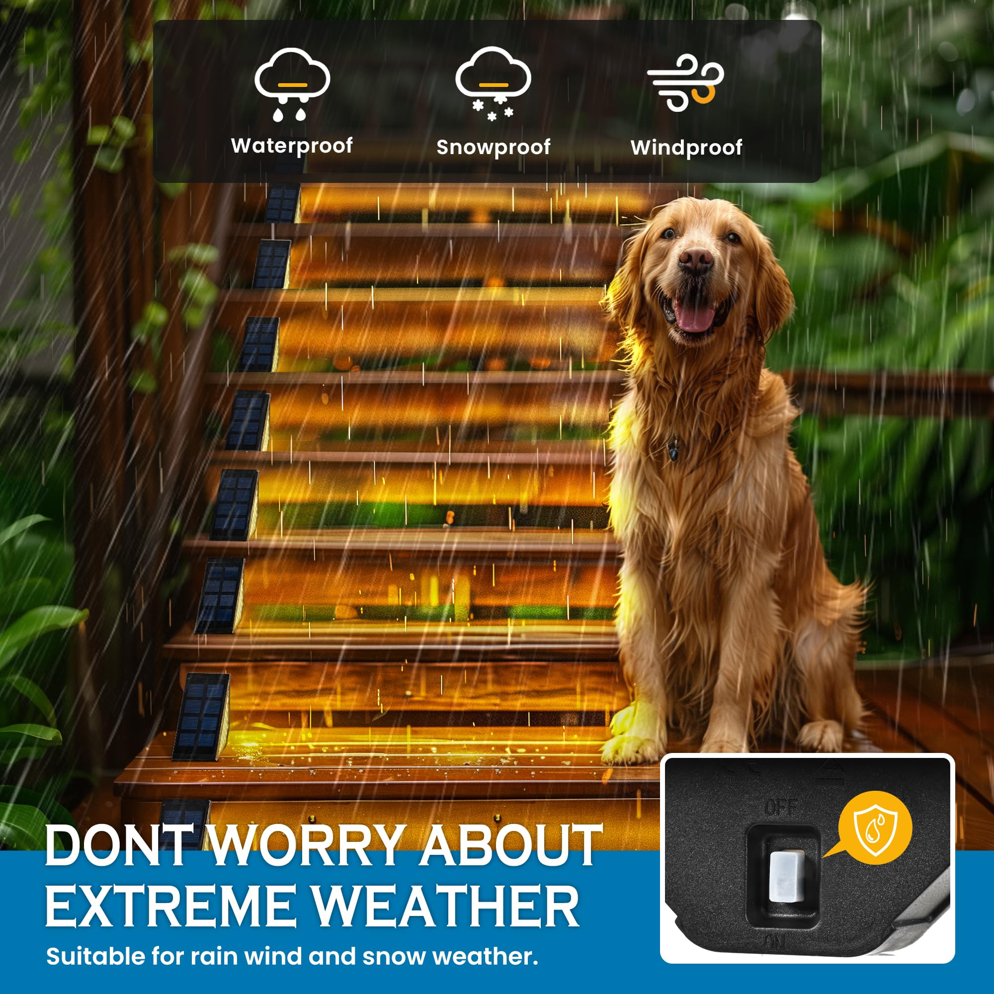 Solpex Solar Step Lights For Outside, 24 Leds Solar Fence Lights Outdoor Waterproof Decor For Stair, Step, Deck, Fence, Front Po