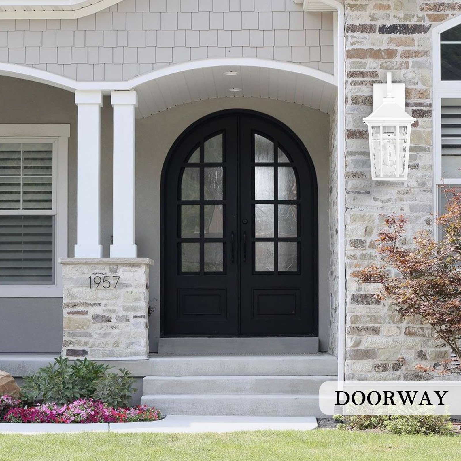 Darkaway Outdoor Wall Lights For House  Exterior Lighting Fixtures Wall Mount Outside Porch Lights Waterproof White Outdoor Sconce Lights With Water Ripple Glass For Patio Garage Front Door