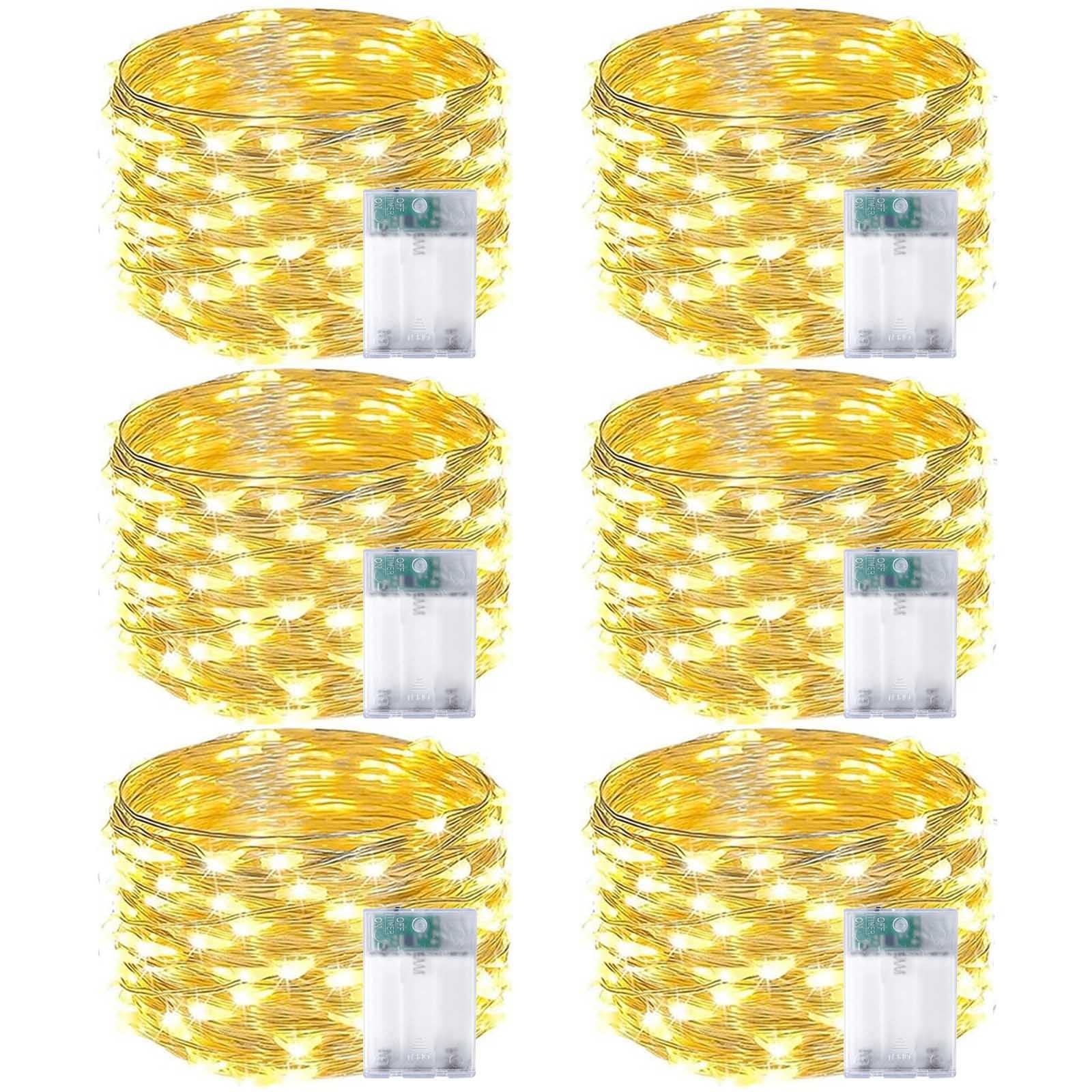 EXF 6-Pack Fairy Lights 50 LED String Lights Battery Operated Waterproof 16FT Warm White YHY-BO50LED